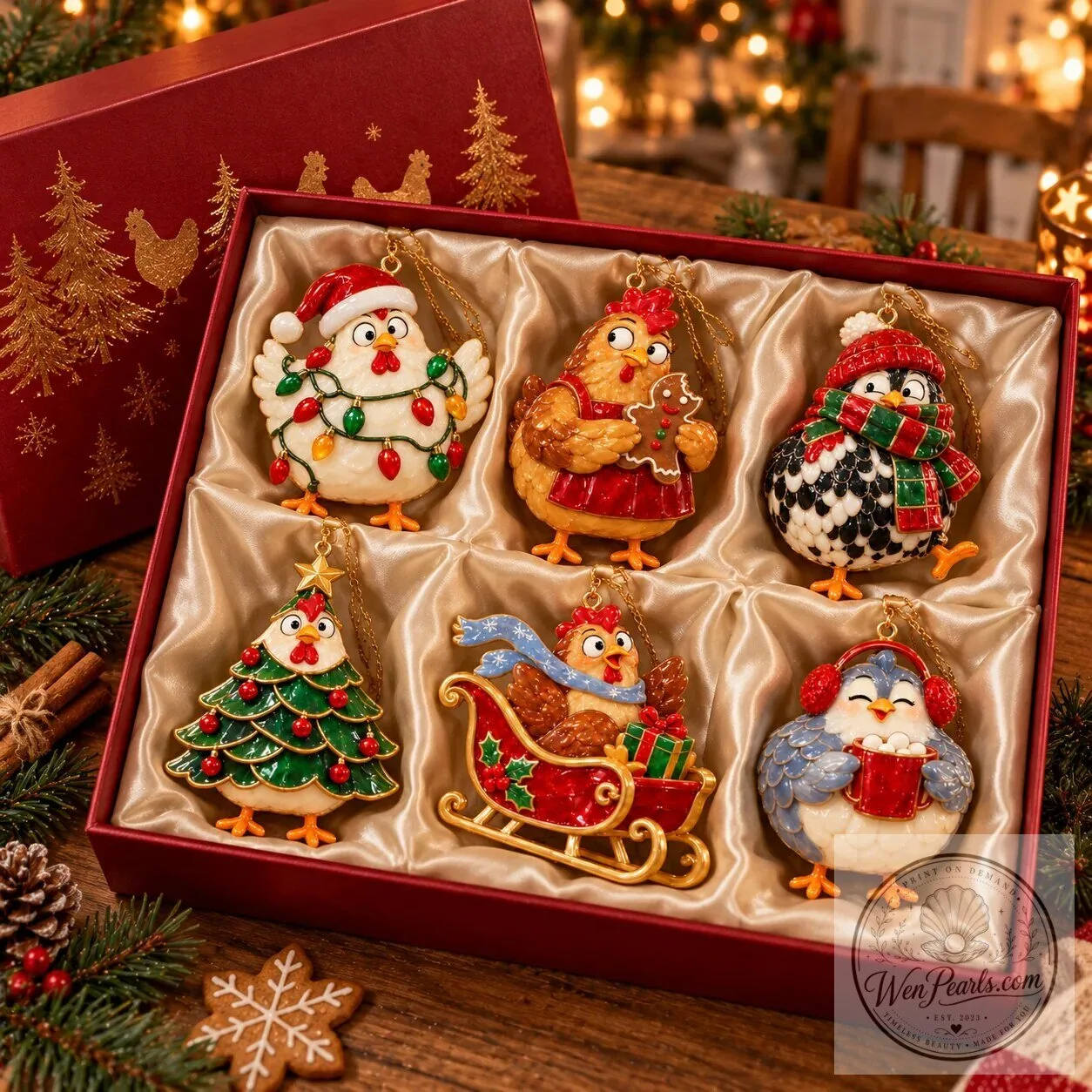 Christmas Chicken Holiday Ornaments Set of Six Festive Farmhouse Keepsakes 26 Christmas Chicken Holiday Ornaments Set of Six Festive Farmhouse Keepsakes