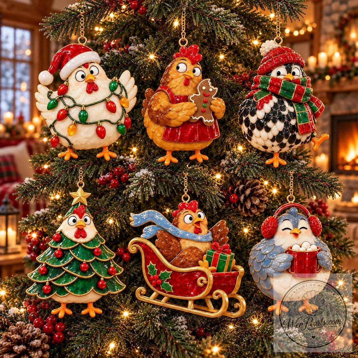 Christmas Chicken Holiday Ornaments Set of Six Festive Farmhouse Keepsakes 27 Christmas Chicken Holiday Ornaments Set of Six Festive Farmhouse Keepsakes