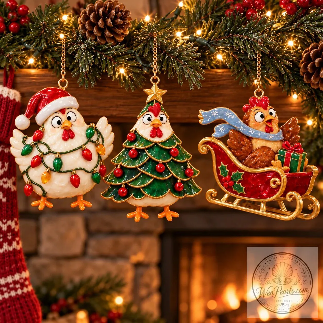 Christmas Chicken Holiday Ornaments Set of Six Festive Farmhouse Keepsakes 28 Christmas Chicken Holiday Ornaments Set of Six Festive Farmhouse Keepsakes