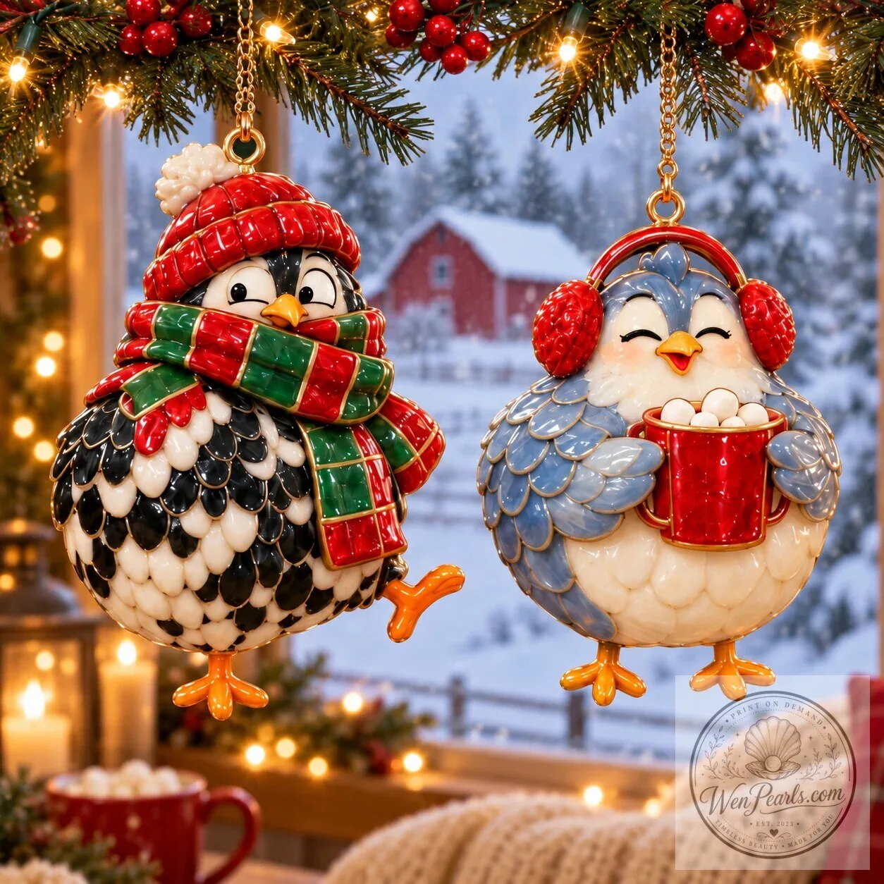 Christmas Chicken Holiday Ornaments Set of Six Festive Farmhouse Keepsakes 29 Christmas Chicken Holiday Ornaments Set of Six Festive Farmhouse Keepsakes
