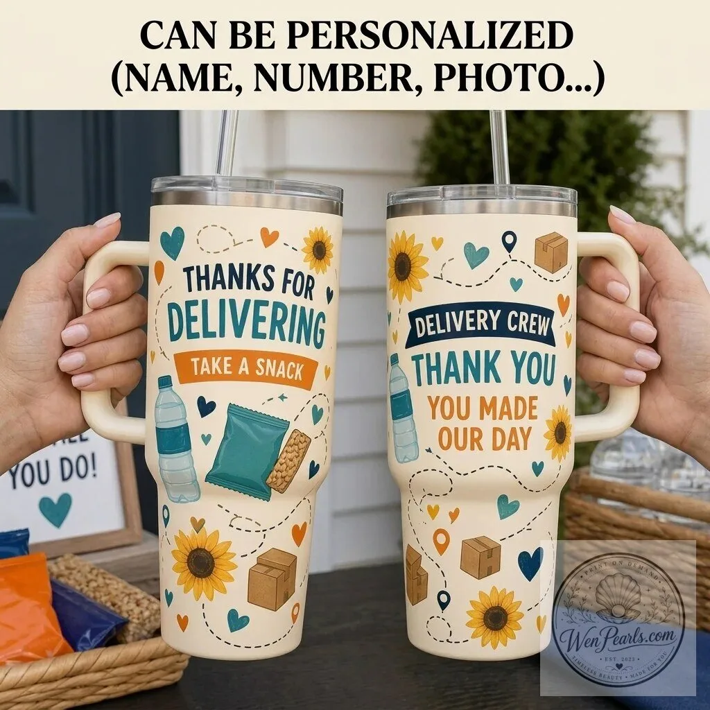 Delivery Crew Appreciation Thank You Sunflowers 40oz Tumbler with Handle 1 Delivery Crew Appreciation Thank You Sunflowers 40oz Tumbler with Handle