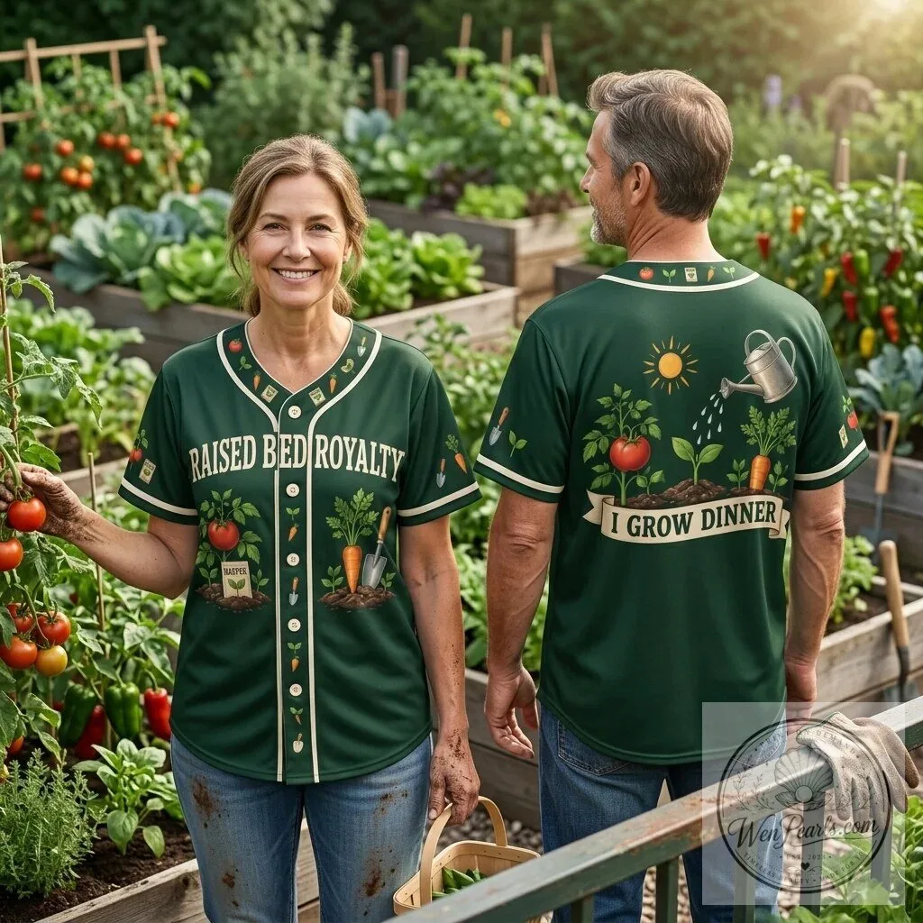 Raised Bed Royalty Vegetable Gardener Green Baseball Jersey