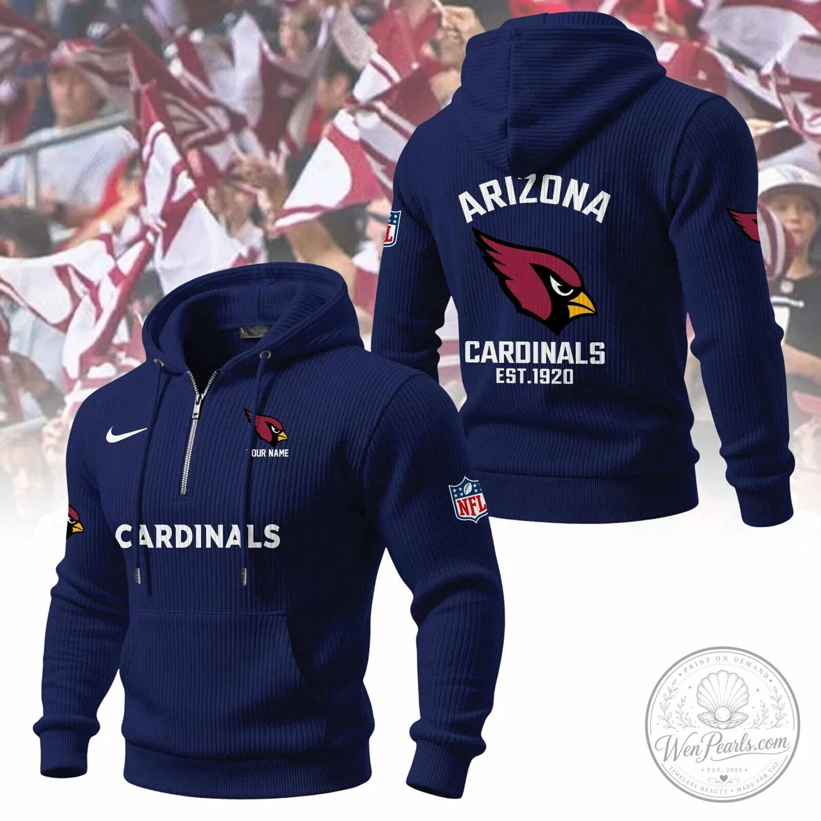 Arizona Cardinals Football Team Quarter-Zip Hoodie 12 Arizona Cardinals Football Team Quarter-Zip Hoodie