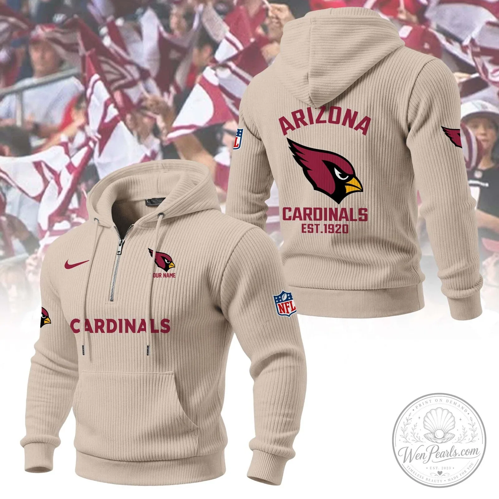 Arizona Cardinals Football Team Quarter-Zip Hoodie 13 Arizona Cardinals Football Team Quarter-Zip Hoodie