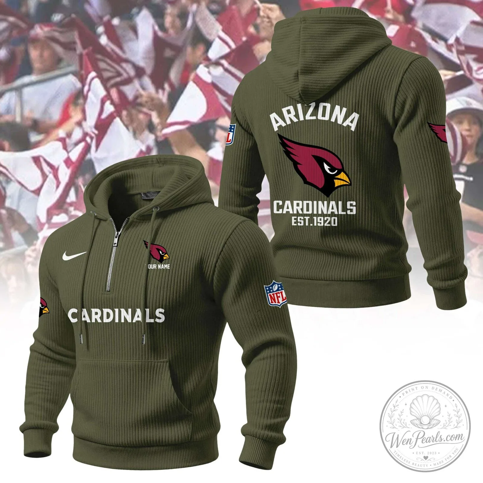 Arizona Cardinals Football Team Quarter-Zip Hoodie 14 Arizona Cardinals Football Team Quarter-Zip Hoodie