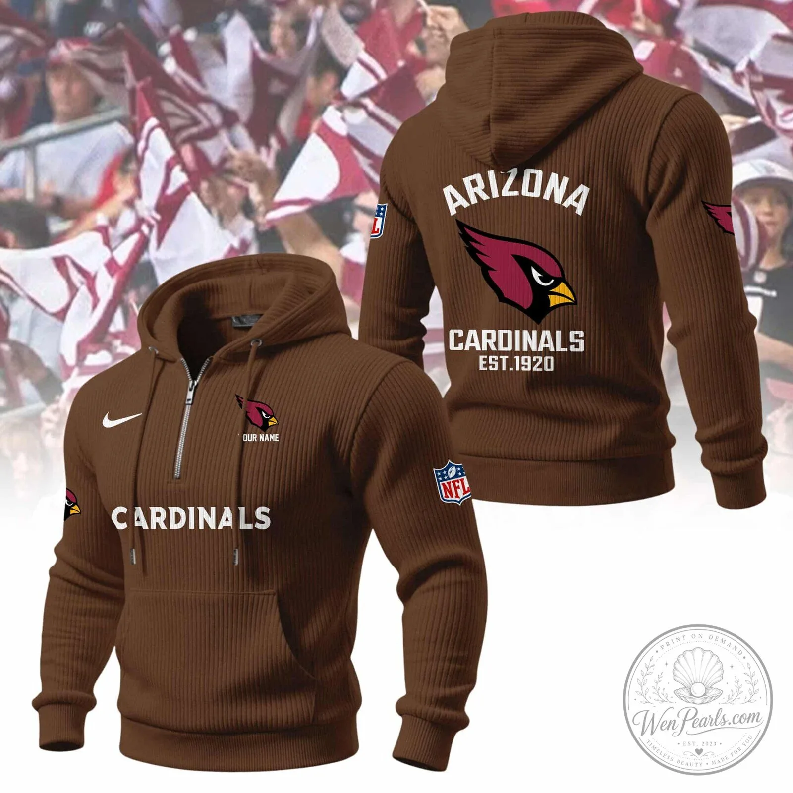 Arizona Cardinals Football Team Quarter-Zip Hoodie 15 Arizona Cardinals Football Team Quarter-Zip Hoodie