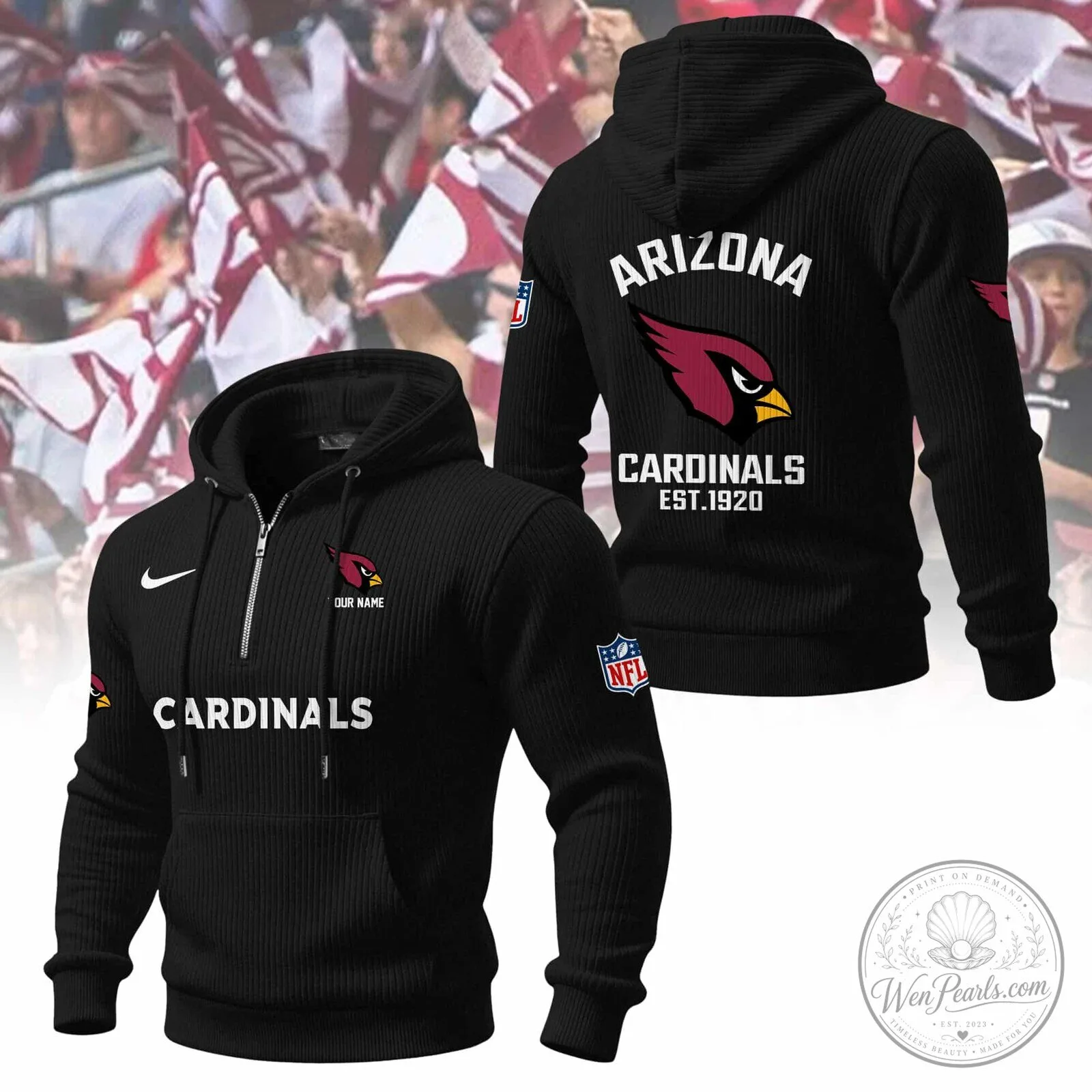 Arizona Cardinals Football Team Quarter-Zip Hoodie 16 Arizona Cardinals Football Team Quarter-Zip Hoodie