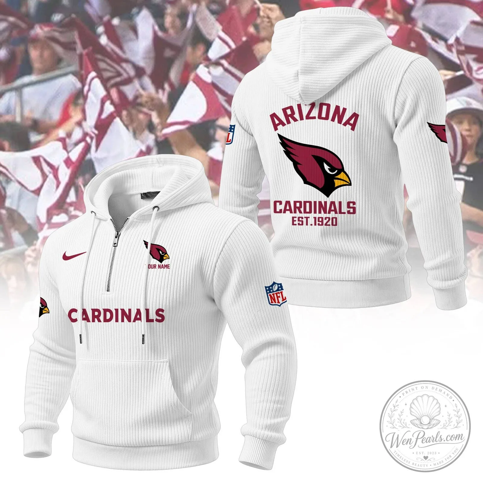 Arizona Cardinals Football Team Quarter-Zip Hoodie 17 Arizona Cardinals Football Team Quarter-Zip Hoodie