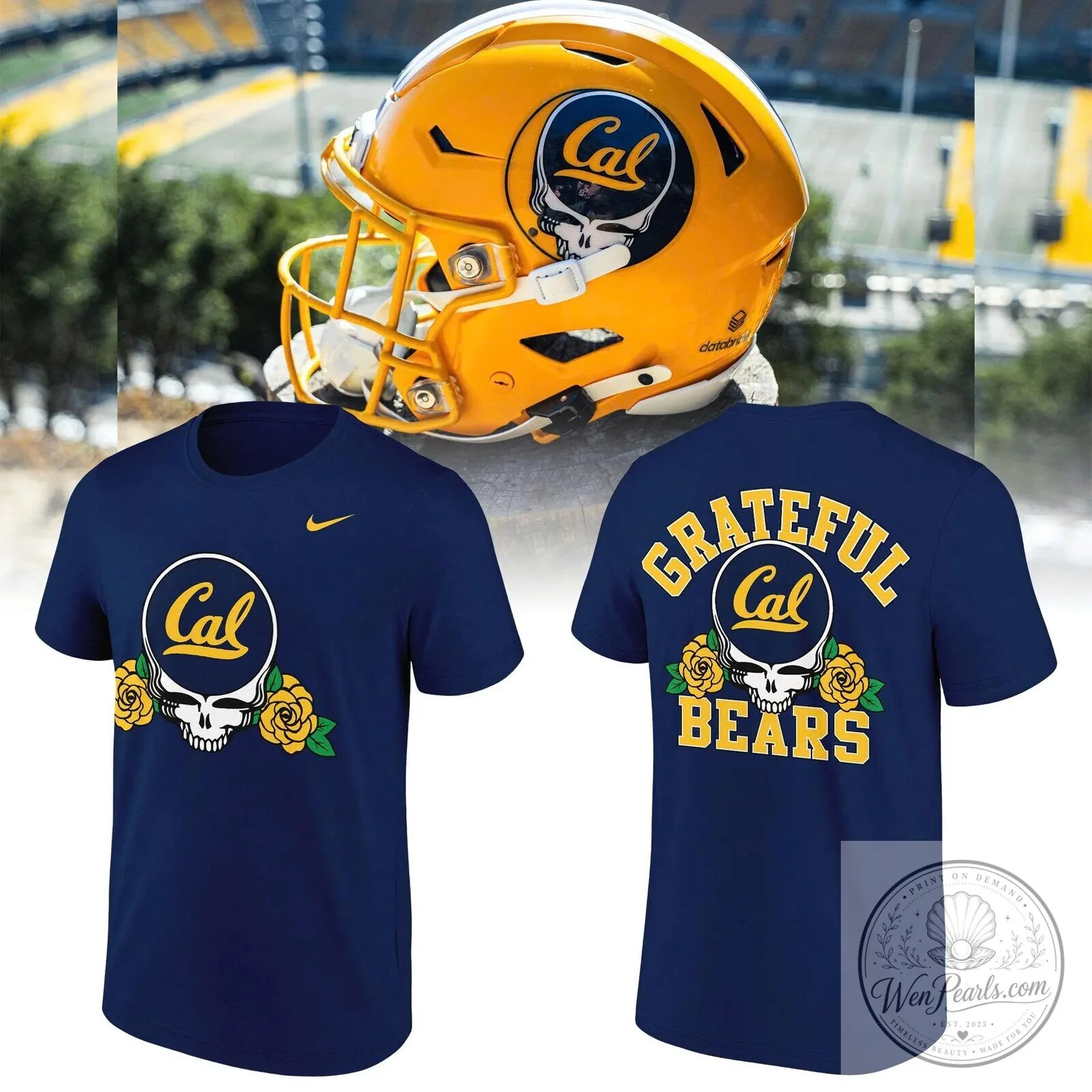 Grateful Dead Steal Your Face Skull T-Shirt for California Golden Bears Football Fans