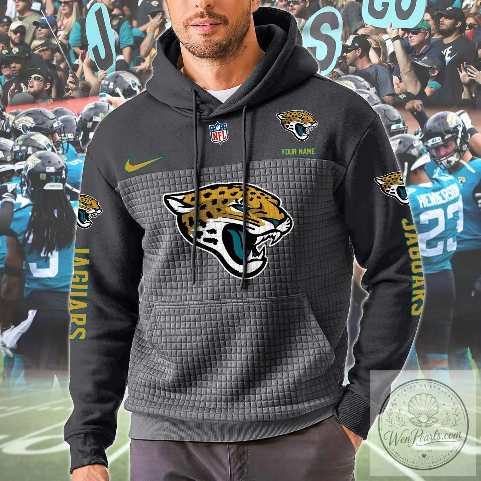 Jacksonville Jaguars NFL Football Team Gold Teal Color Block Pullover Hoodie 13 Jacksonville Jaguars NFL Football Team Gold Teal Color Block Pullover Hoodie
