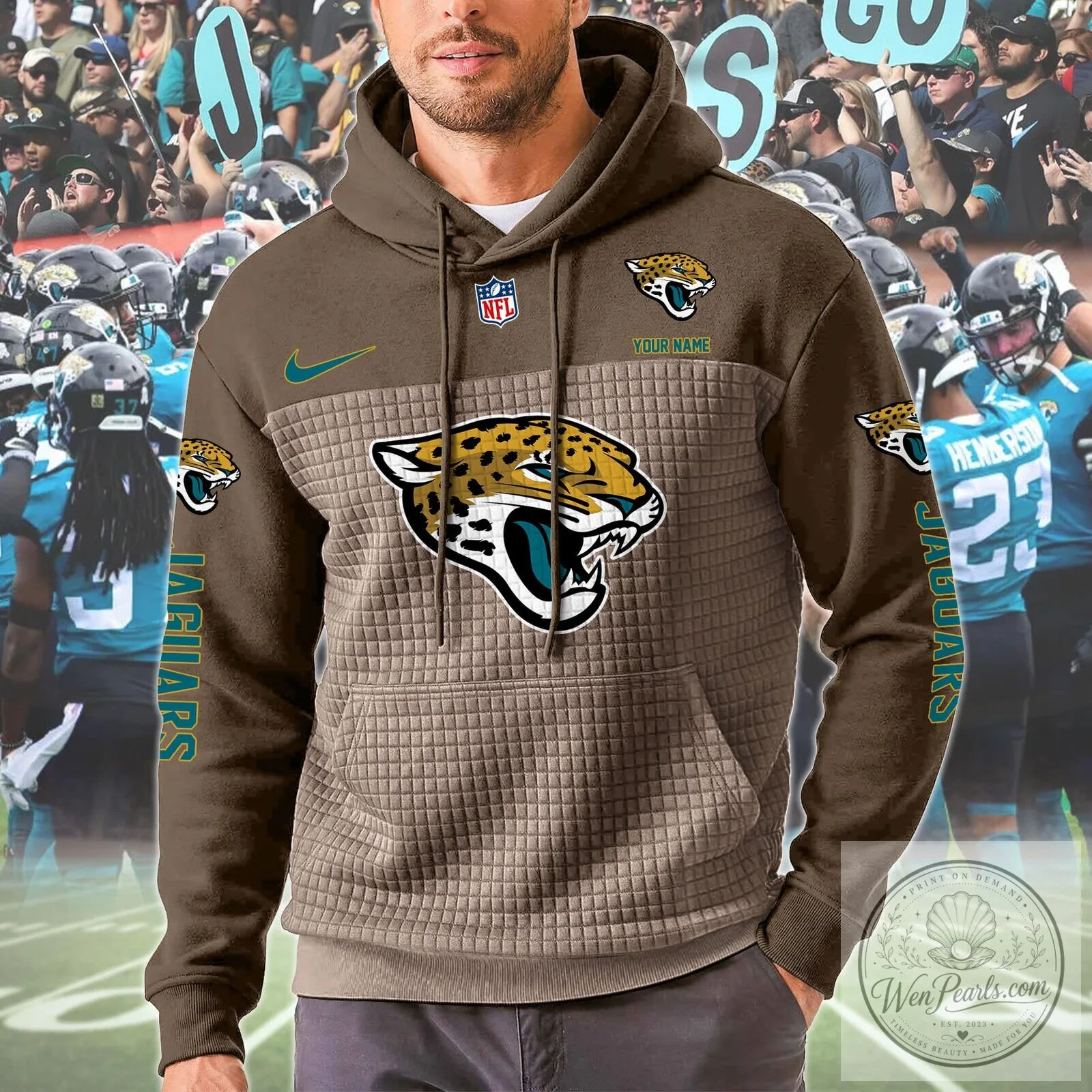 Jacksonville Jaguars NFL Football Team Gold Teal Color Block Pullover Hoodie 14 Jacksonville Jaguars NFL Football Team Gold Teal Color Block Pullover Hoodie