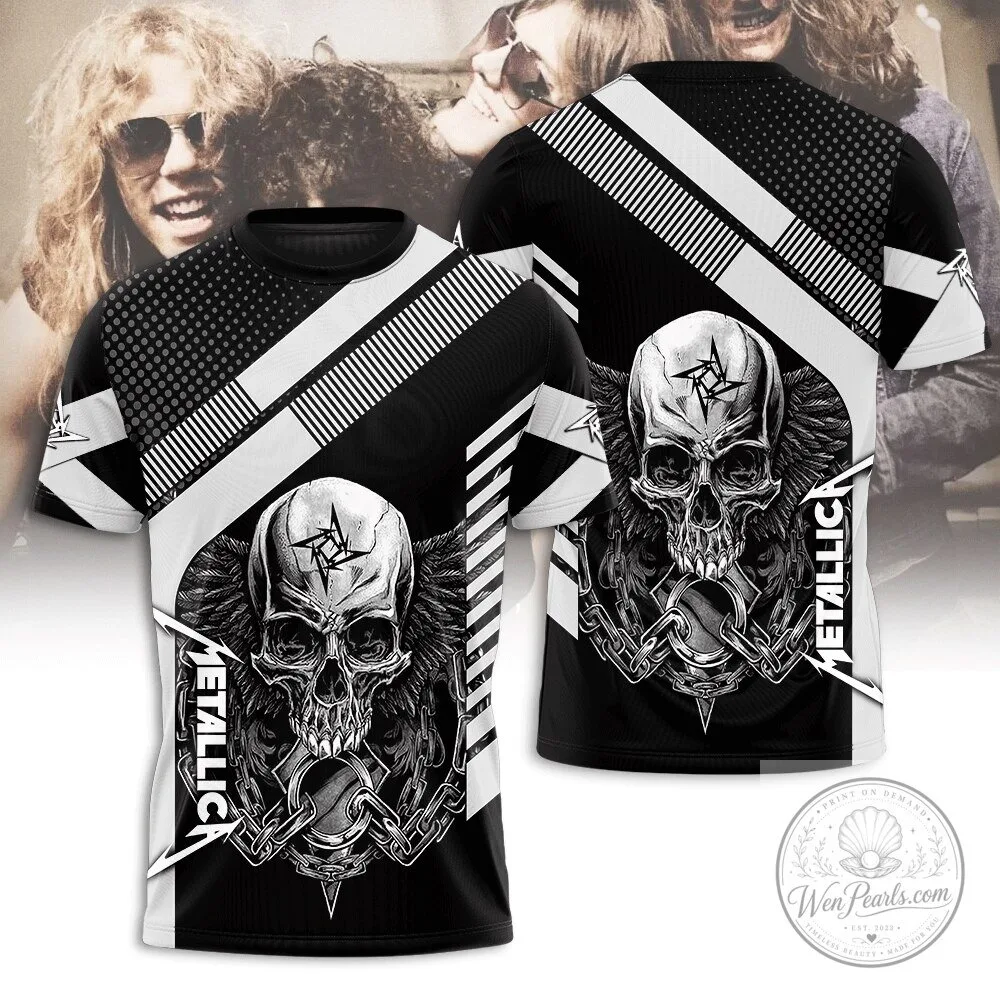 Metallica Skull Wings Heavy Metal Band Graphic T-Shirt