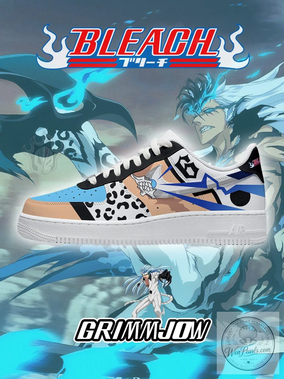 Bleach Grimmjow Jaegerjaquez Anime Character Custom Designed Sneakers