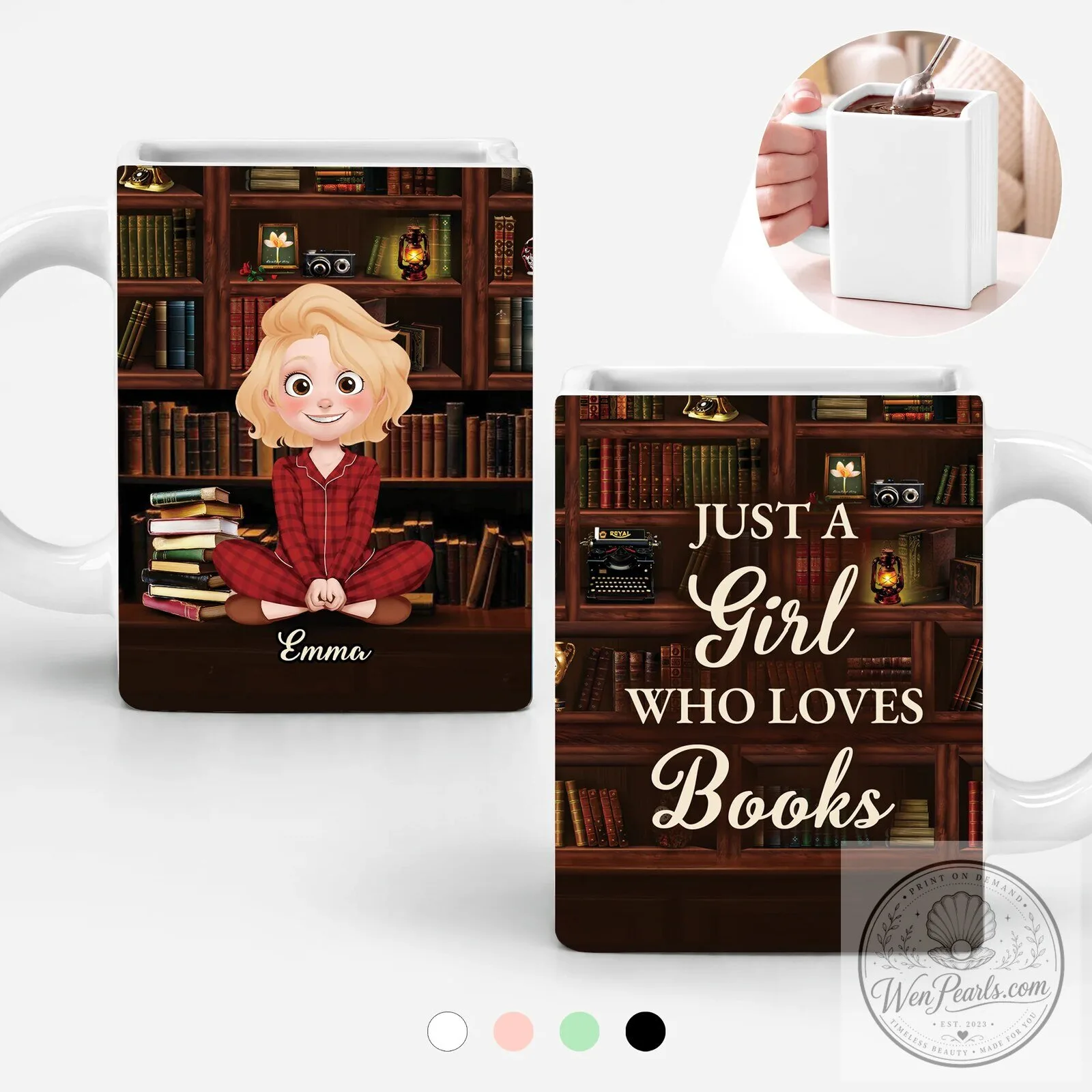 Personalized Just a Girl Who Loves Books Mug, Custom Book Lover Gift