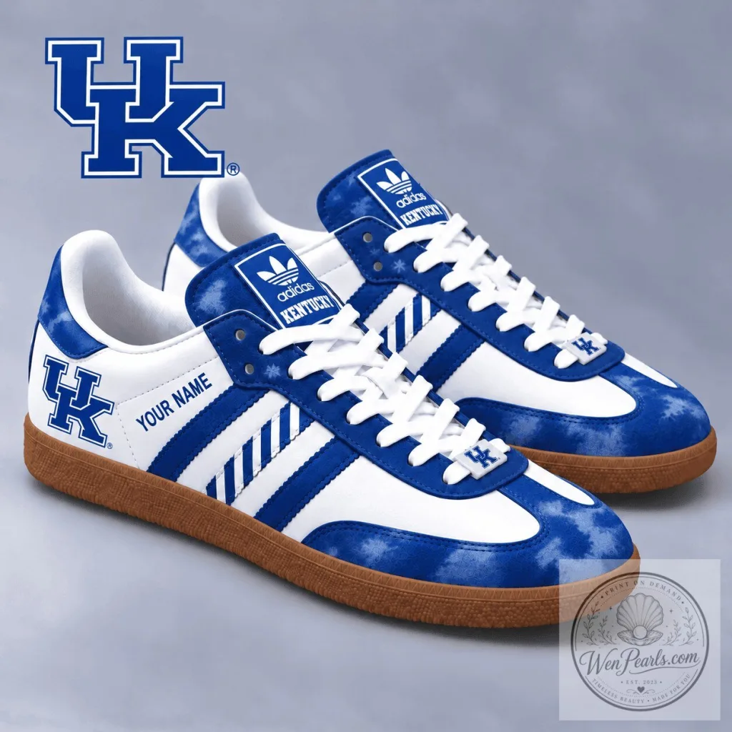 Kentucky Wildcats NCAA Personalized Blue and White Samba Style Shoes 16 Kentucky Wildcats NCAA Personalized Blue and White Samba Style Shoes
