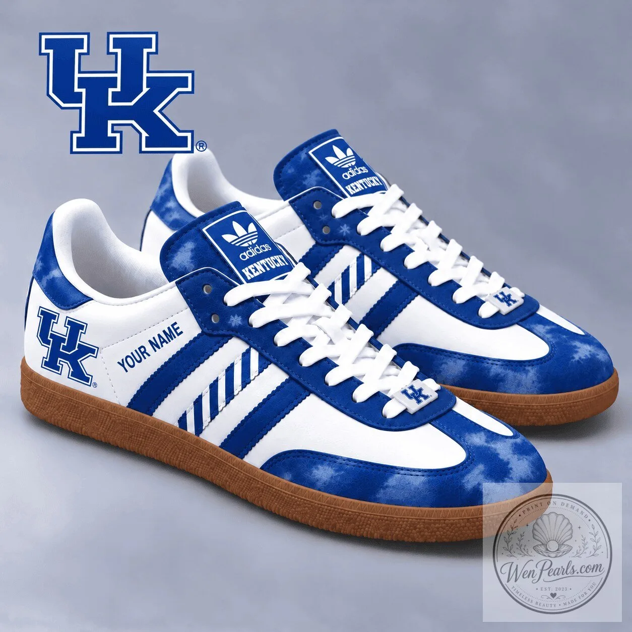 Kentucky Wildcats NCAA Personalized Blue and White Samba Style Shoes