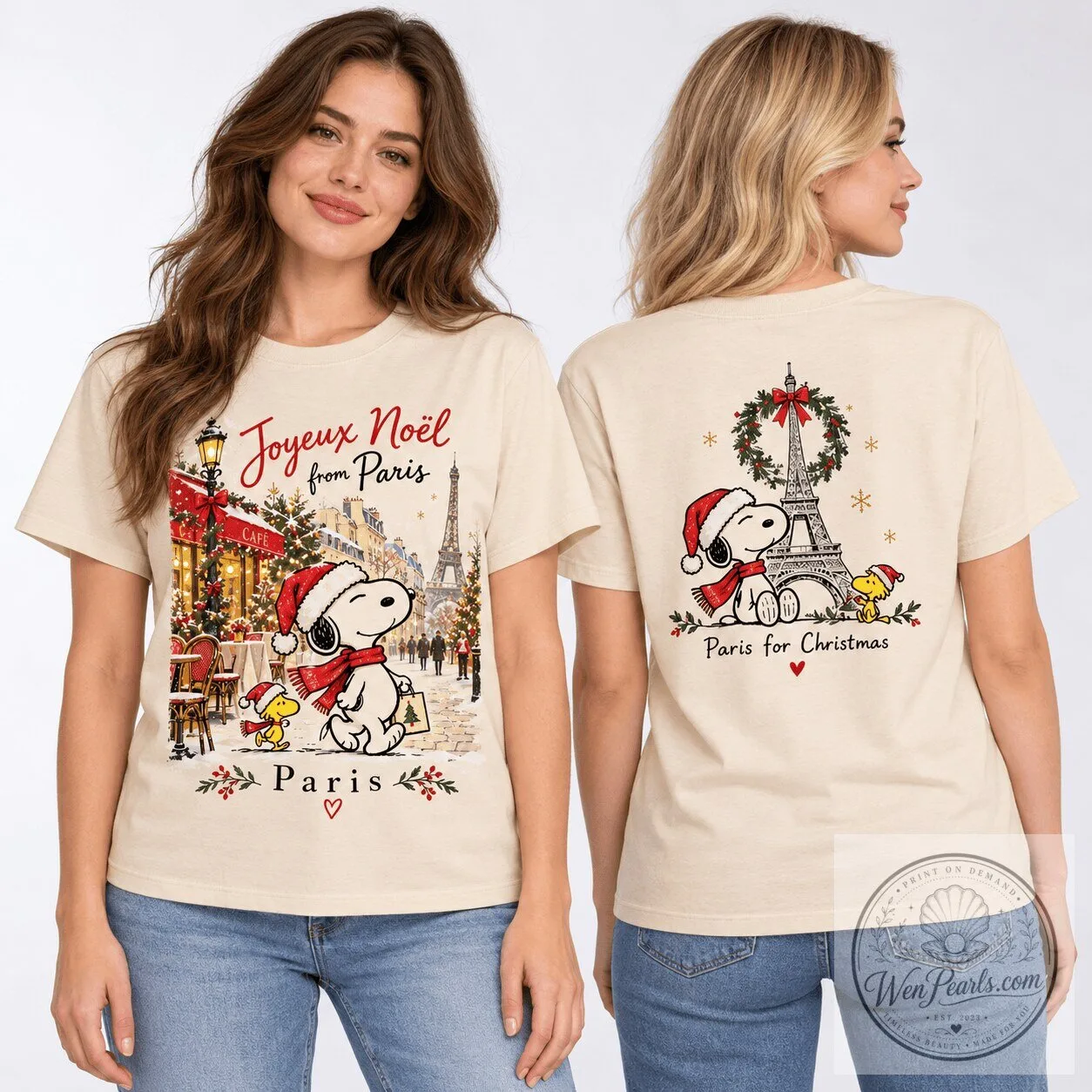 Snoopy Joyeux Noël from Paris Christmas Vacation T-Shirt