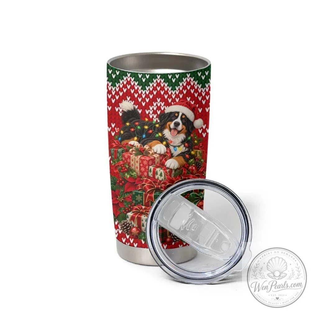 Bernese Mountain Dog Christmas Holiday Santa Hat Festive Lights Gift Tumbler 10 Bernese Mountain Dog Christmas Holiday Santa Hat Festive Lights Gift Tumbler