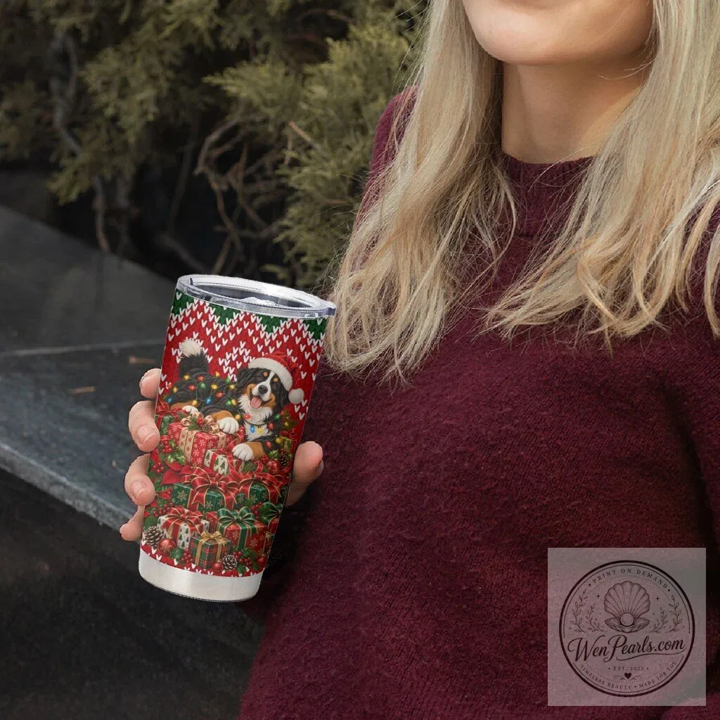 Bernese Mountain Dog Christmas Holiday Santa Hat Festive Lights Gift Tumbler 11 Bernese Mountain Dog Christmas Holiday Santa Hat Festive Lights Gift Tumbler