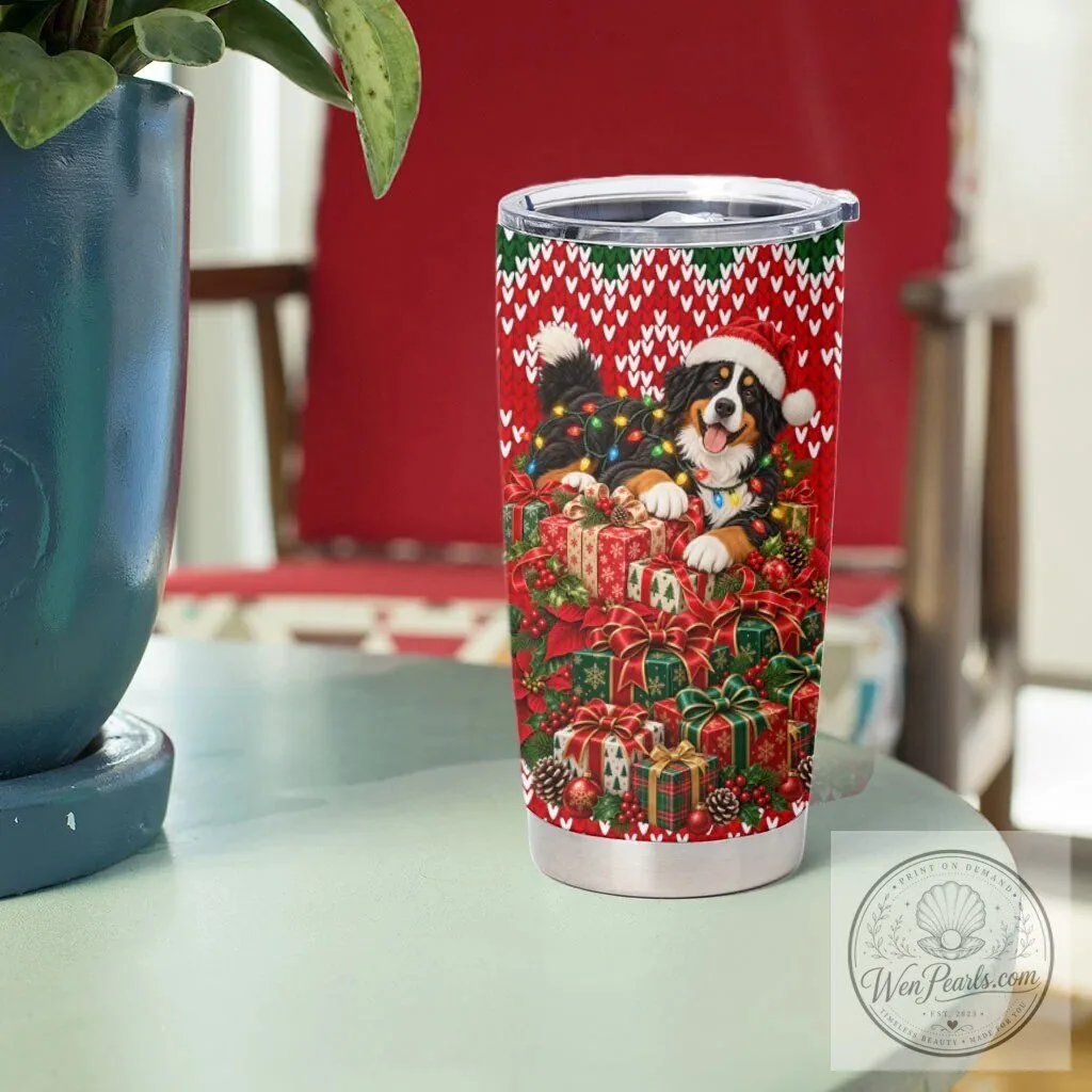 Bernese Mountain Dog Christmas Holiday Santa Hat Festive Lights Gift Tumbler 13 Bernese Mountain Dog Christmas Holiday Santa Hat Festive Lights Gift Tumbler
