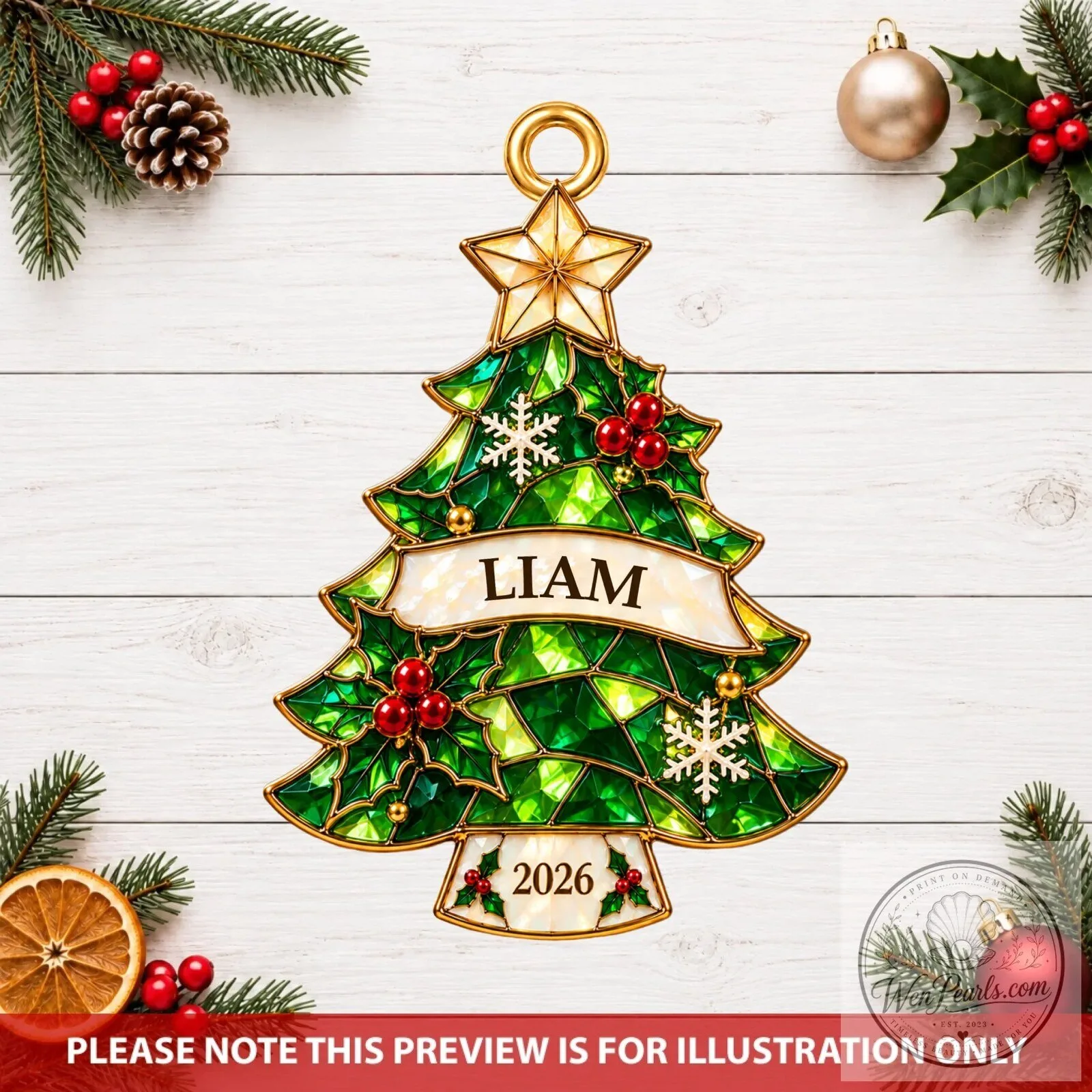 Custom Names and Year Family Christmas Tree Ornament - Personalized Gift 10 Custom Names and Year Family Christmas Tree Ornament - Personalized Gift