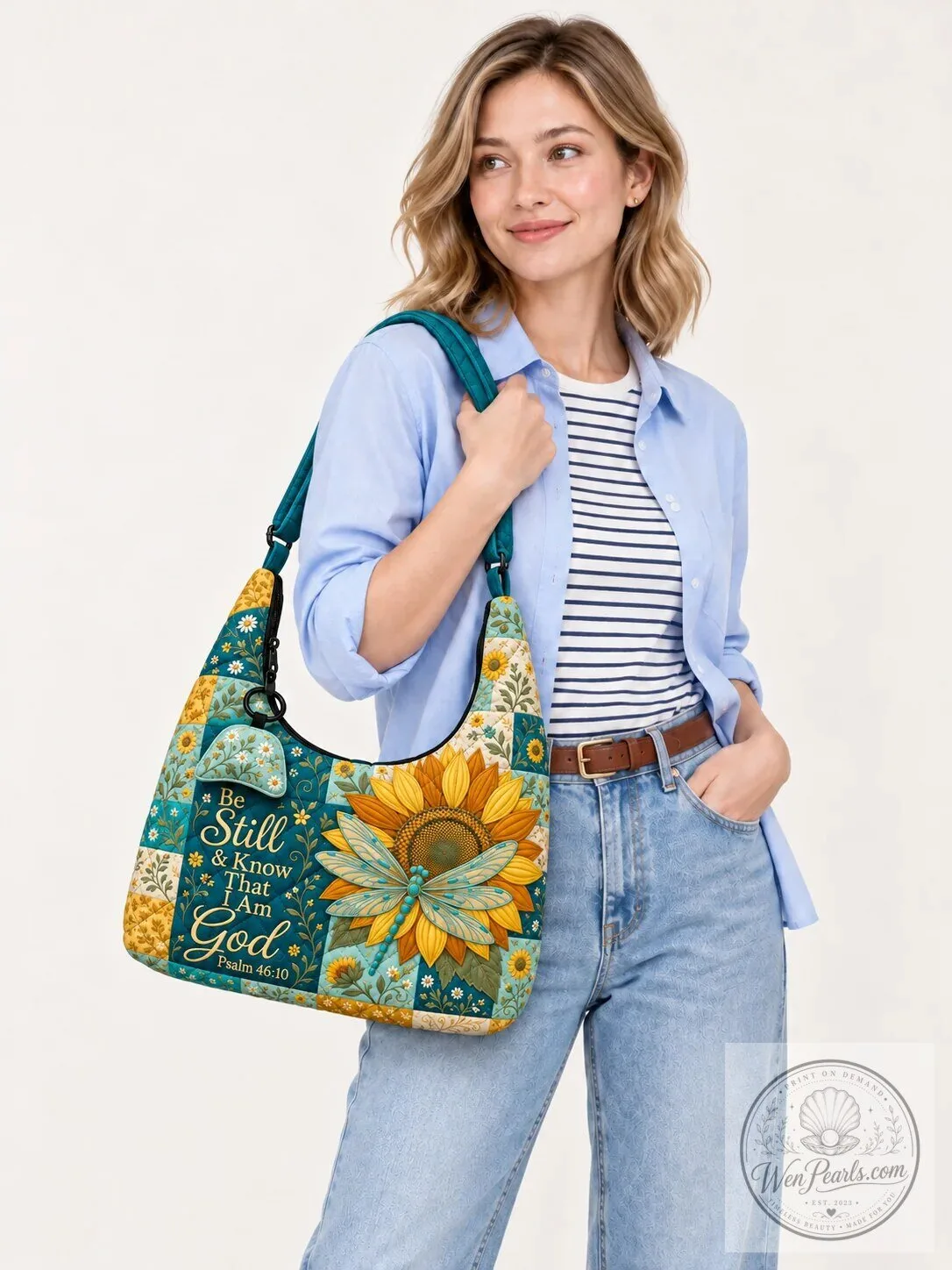 Be Still And Know That I Am God Psalm 46:10 Sunflower Dragonfly Quilted Hobo Bag 9 Be Still And Know That I Am God Psalm 46:10 Sunflower Dragonfly Quilted Hobo Bag