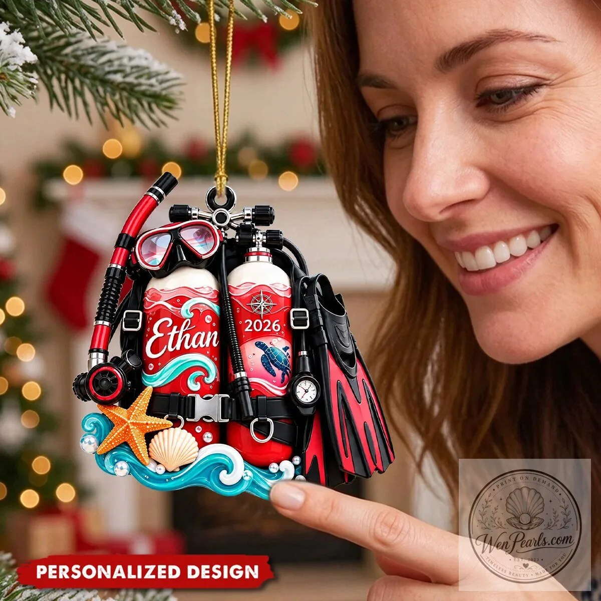 Personalized Scuba Diving Equipment Christmas Ornament with Custom Name 8 Personalized Scuba Diving Equipment Christmas Ornament with Custom Name