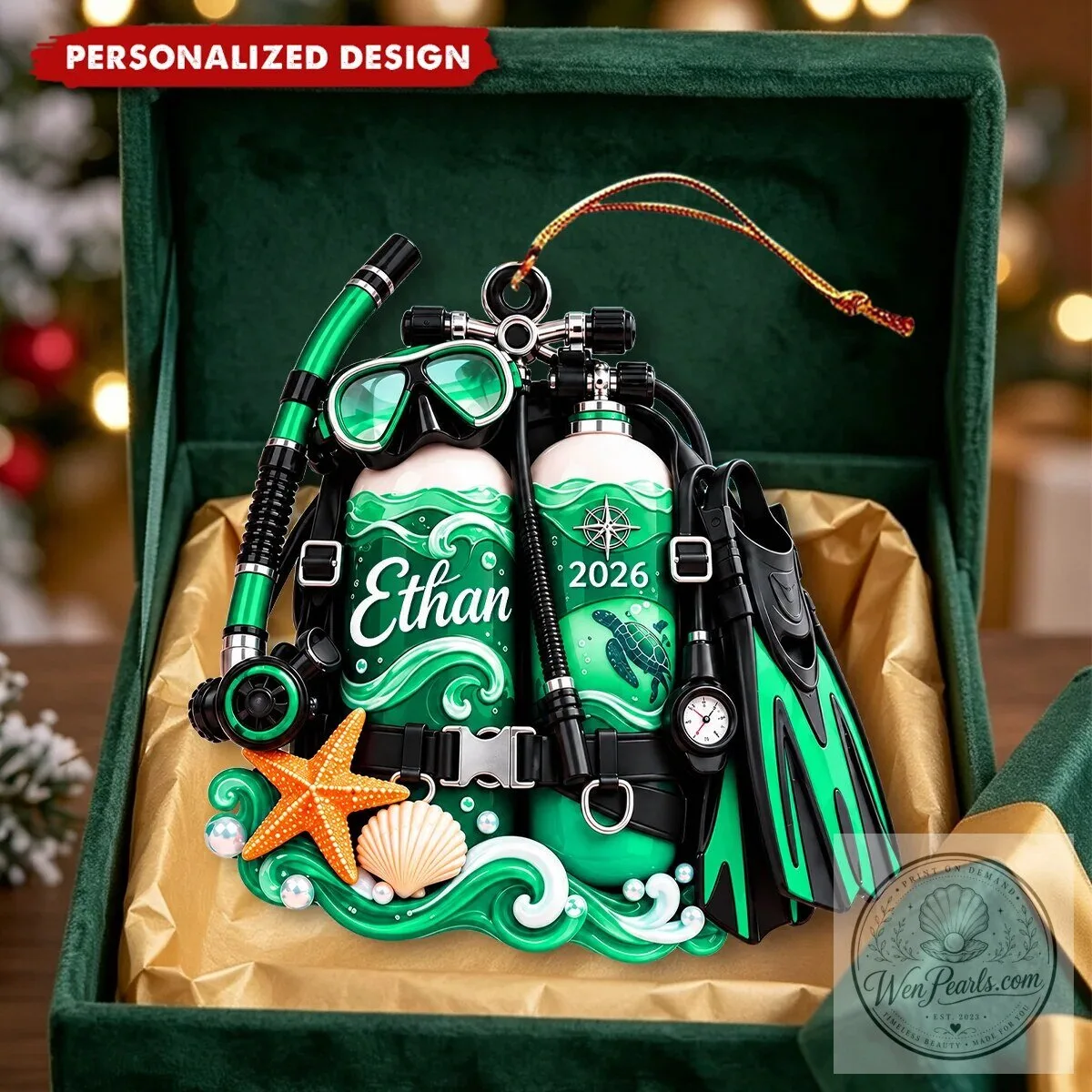 Personalized Scuba Diving Equipment Christmas Ornament with Custom Name 9 Personalized Scuba Diving Equipment Christmas Ornament with Custom Name