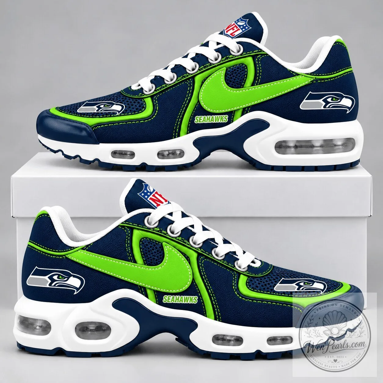 Seattle Seahawks Team Logo Athletic Running Shoes for Men and Women