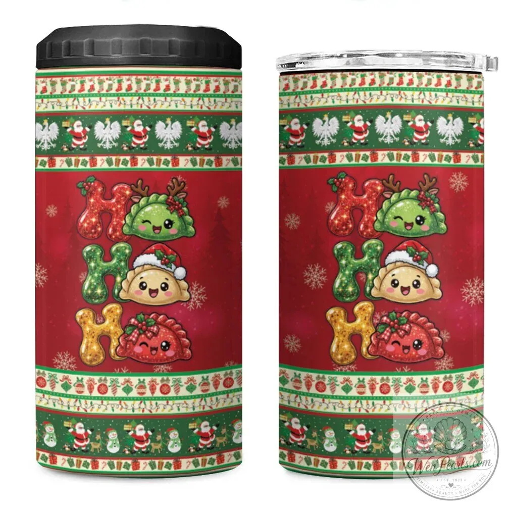 Poland Christmas Ho Ho Ho Squishy Pierogi Holiday Can Cooler Tumbler 4 Poland Christmas Ho Ho Ho Squishy Pierogi Holiday Can Cooler Tumbler