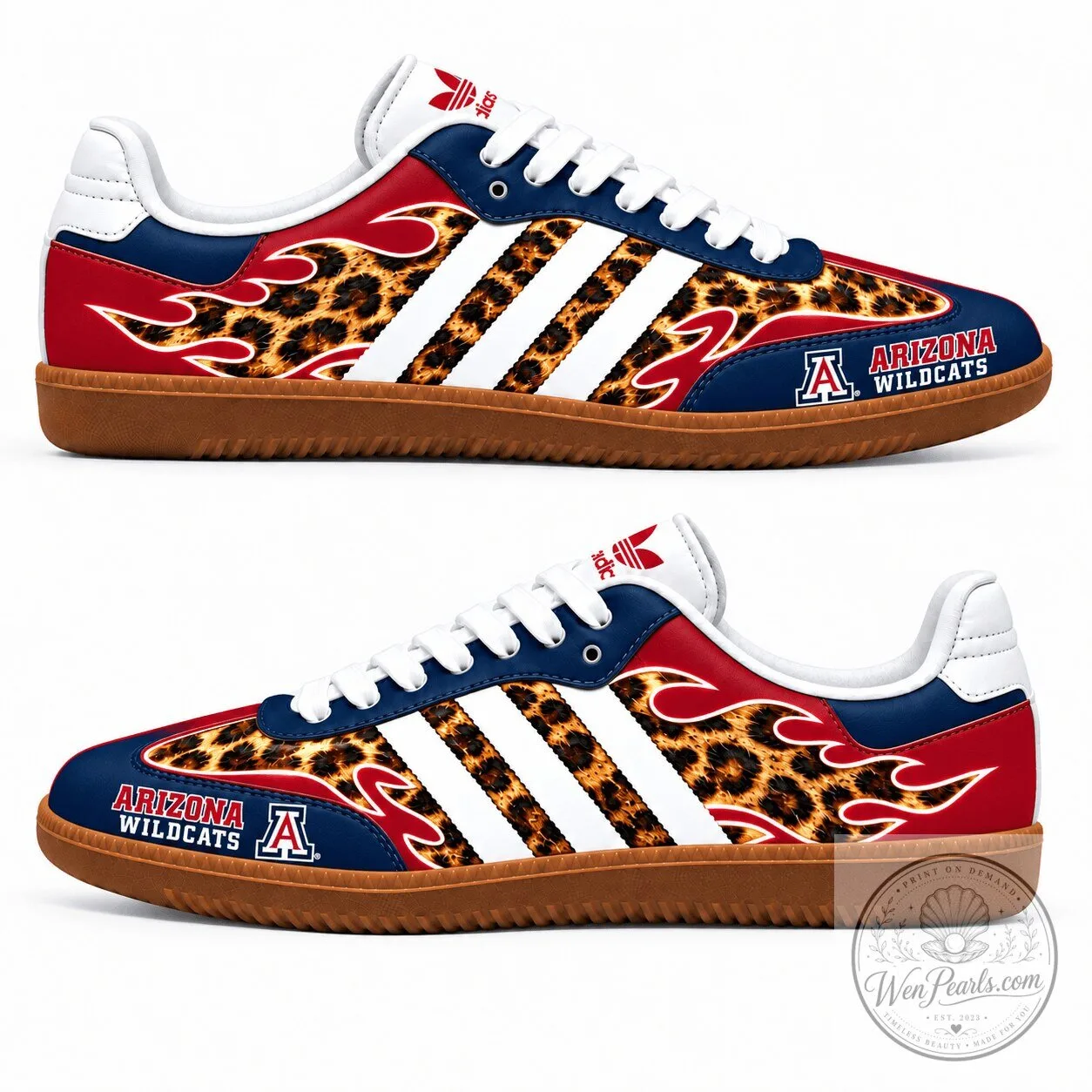 Arizona Wildcats Leopard Print Flame Samba Shoes