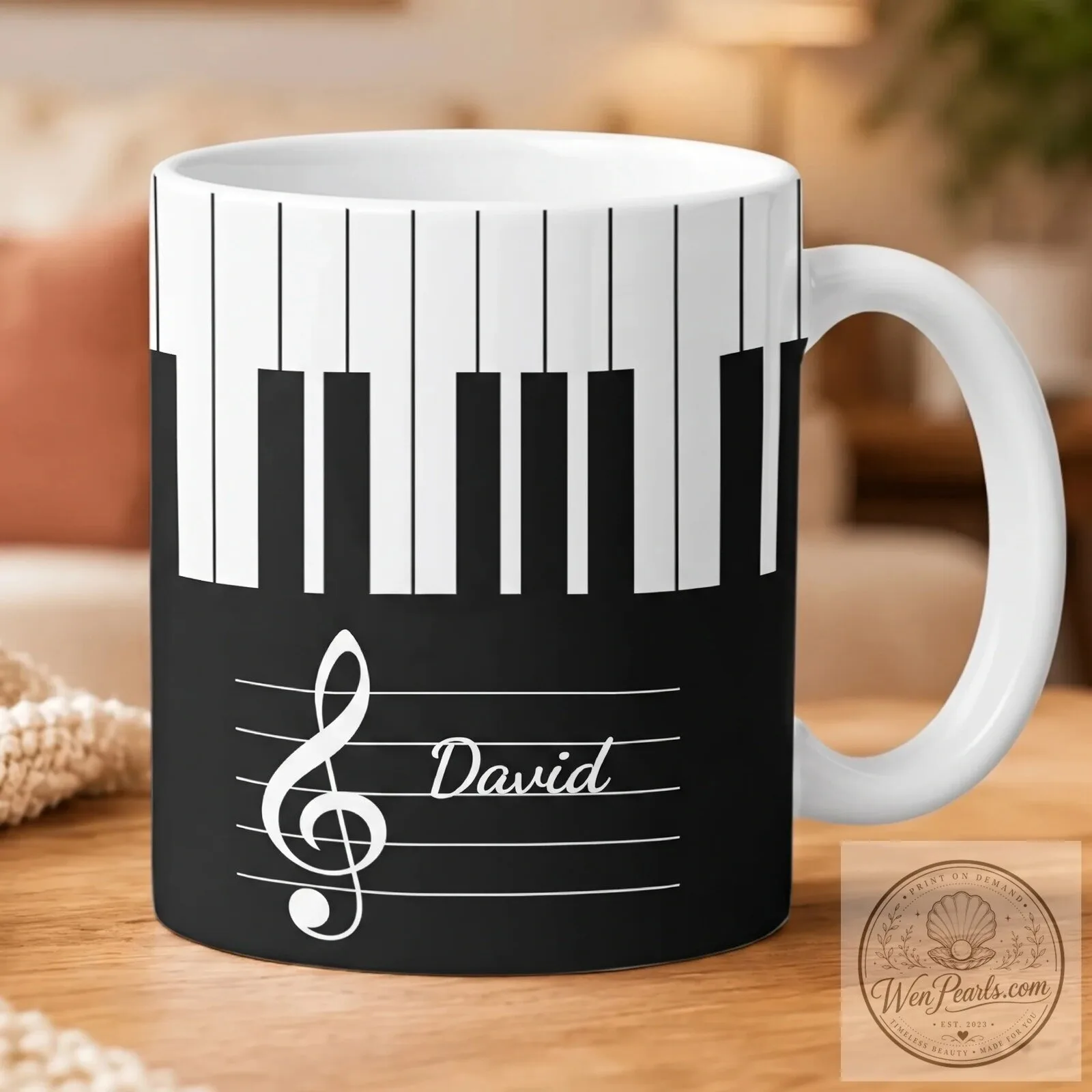 Personalized Piano Keyboard Musical Notes Custom Name Coffee Mug 10 Personalized Piano Keyboard Musical Notes Custom Name Coffee Mug