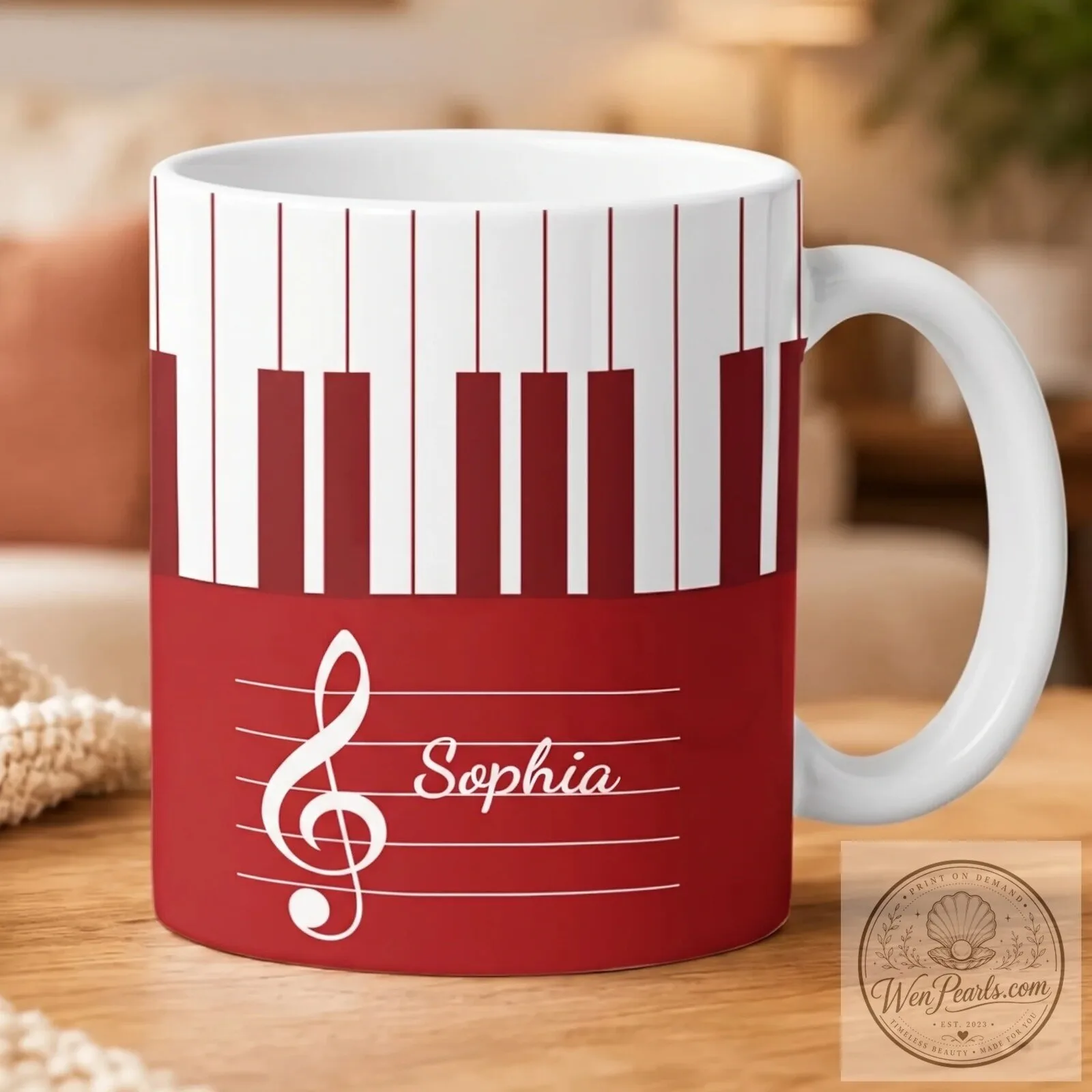 Personalized Piano Keyboard Musical Notes Custom Name Coffee Mug 11 Personalized Piano Keyboard Musical Notes Custom Name Coffee Mug