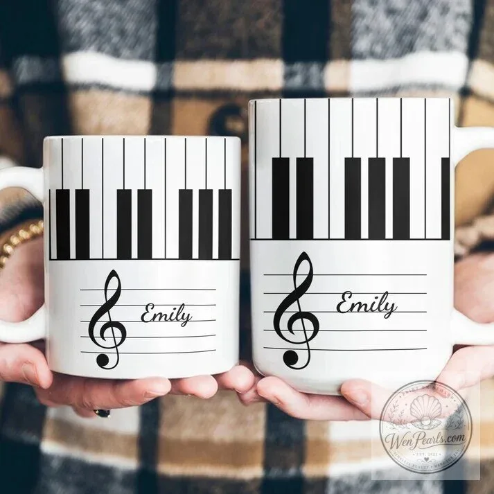 Personalized Piano Keyboard Musical Notes Custom Name Coffee Mug 13 Personalized Piano Keyboard Musical Notes Custom Name Coffee Mug