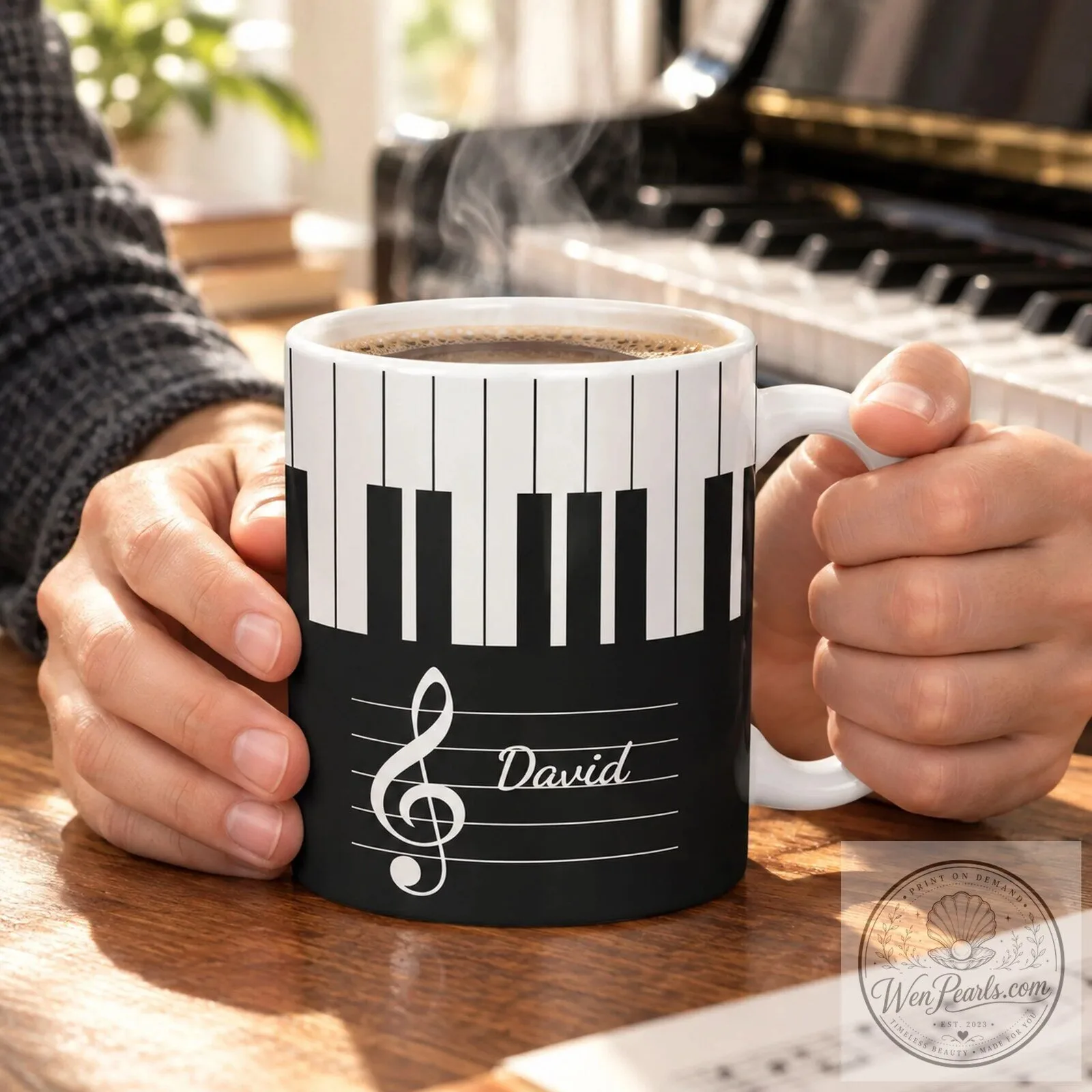 Personalized Piano Keyboard Musical Notes Custom Name Coffee Mug 14 Personalized Piano Keyboard Musical Notes Custom Name Coffee Mug