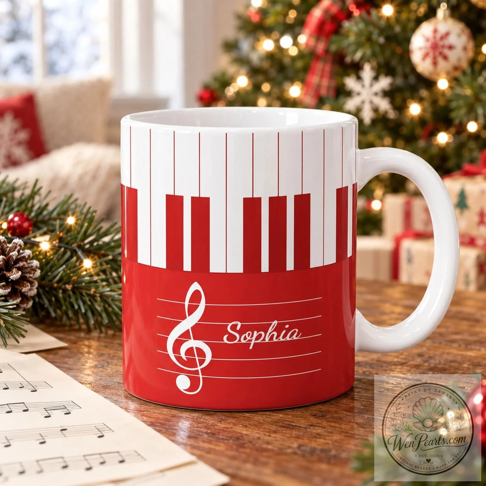 Personalized Piano Keyboard Musical Notes Custom Name Coffee Mug 15 Personalized Piano Keyboard Musical Notes Custom Name Coffee Mug