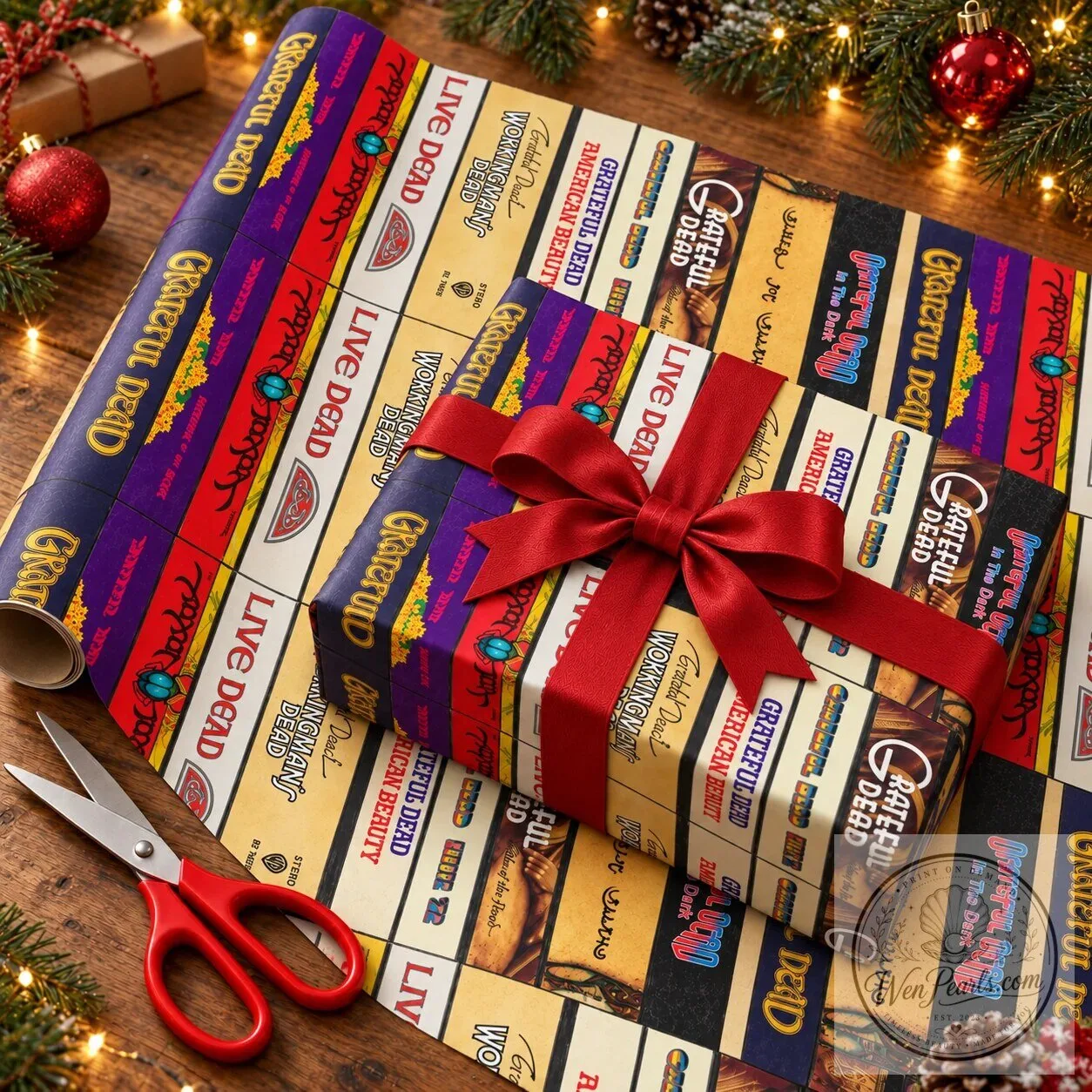 Grateful Dead Cassette Spines Vintage Audio Tape Strip Rock Gift Wrapping Paper