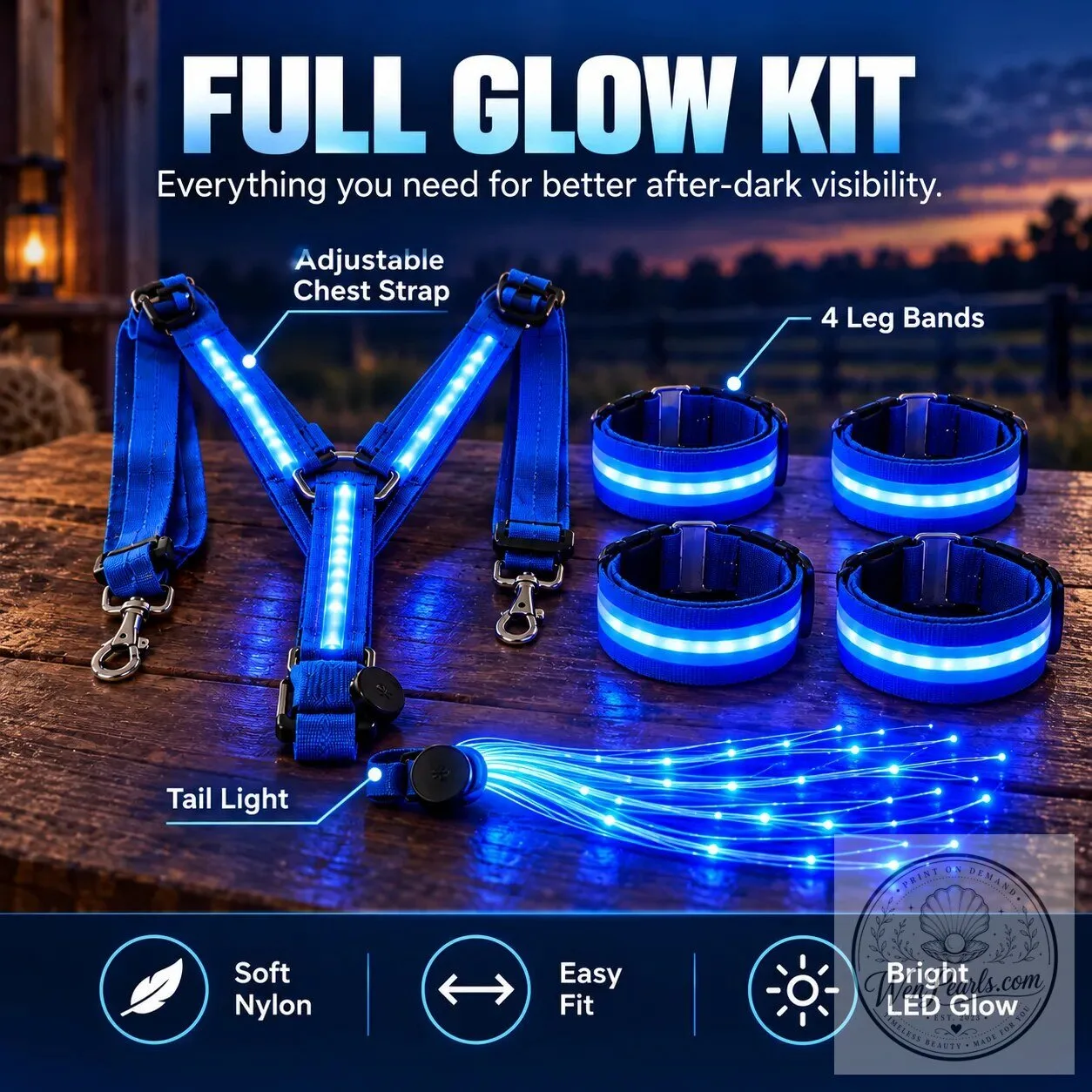 High-Visibility LED Horse Glow Kit for Night Riding with Adjustable Light Modes 12 High-Visibility LED Horse Glow Kit for Night Riding with Adjustable Light Modes