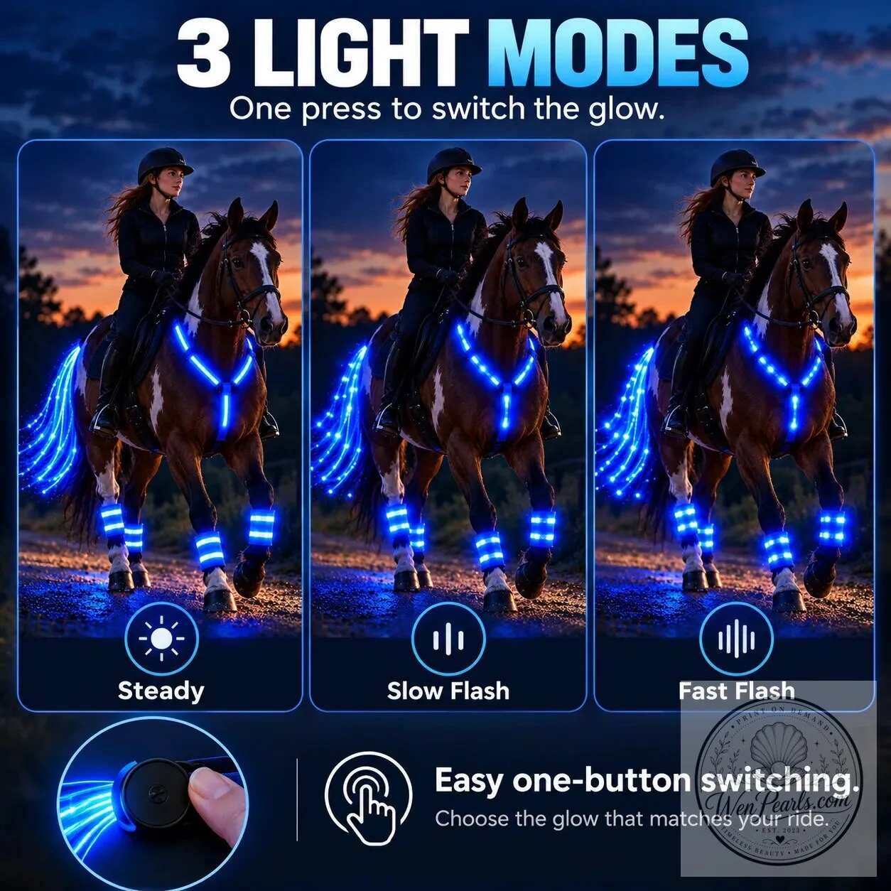 High-Visibility LED Horse Glow Kit for Night Riding with Adjustable Light Modes 13 High-Visibility LED Horse Glow Kit for Night Riding with Adjustable Light Modes
