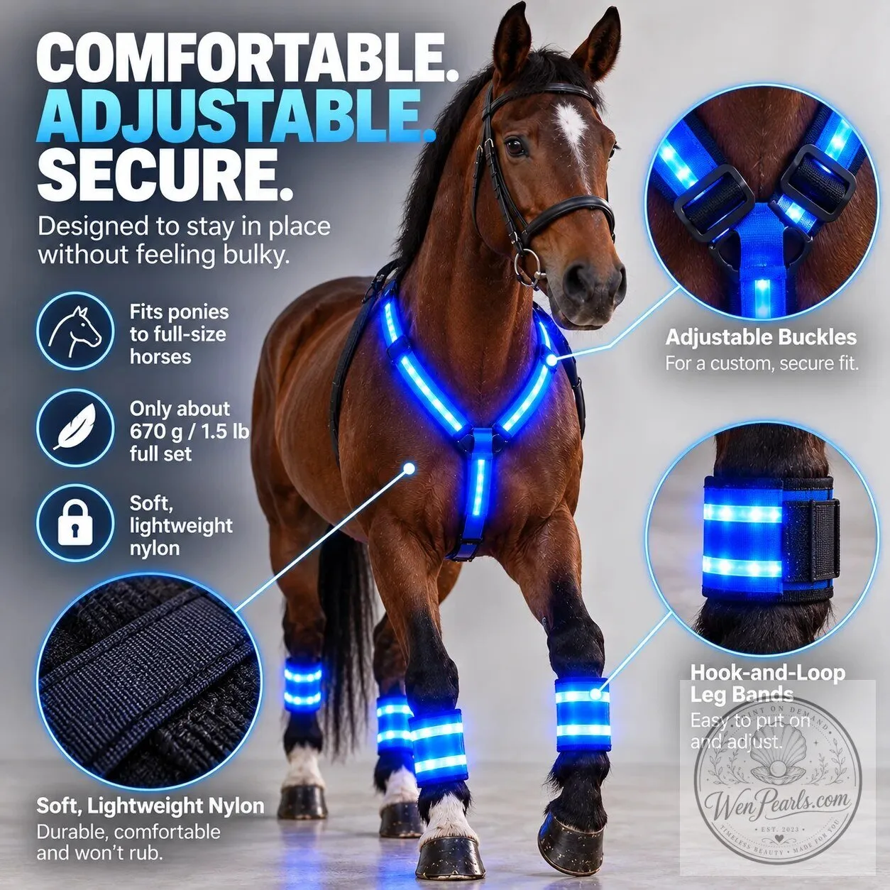 High-Visibility LED Horse Glow Kit for Night Riding with Adjustable Light Modes 14 High-Visibility LED Horse Glow Kit for Night Riding with Adjustable Light Modes