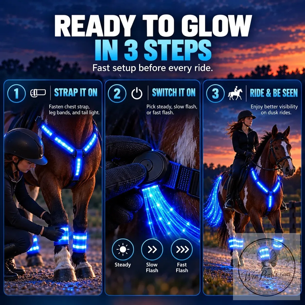 High-Visibility LED Horse Glow Kit for Night Riding with Adjustable Light Modes 16 High-Visibility LED Horse Glow Kit for Night Riding with Adjustable Light Modes