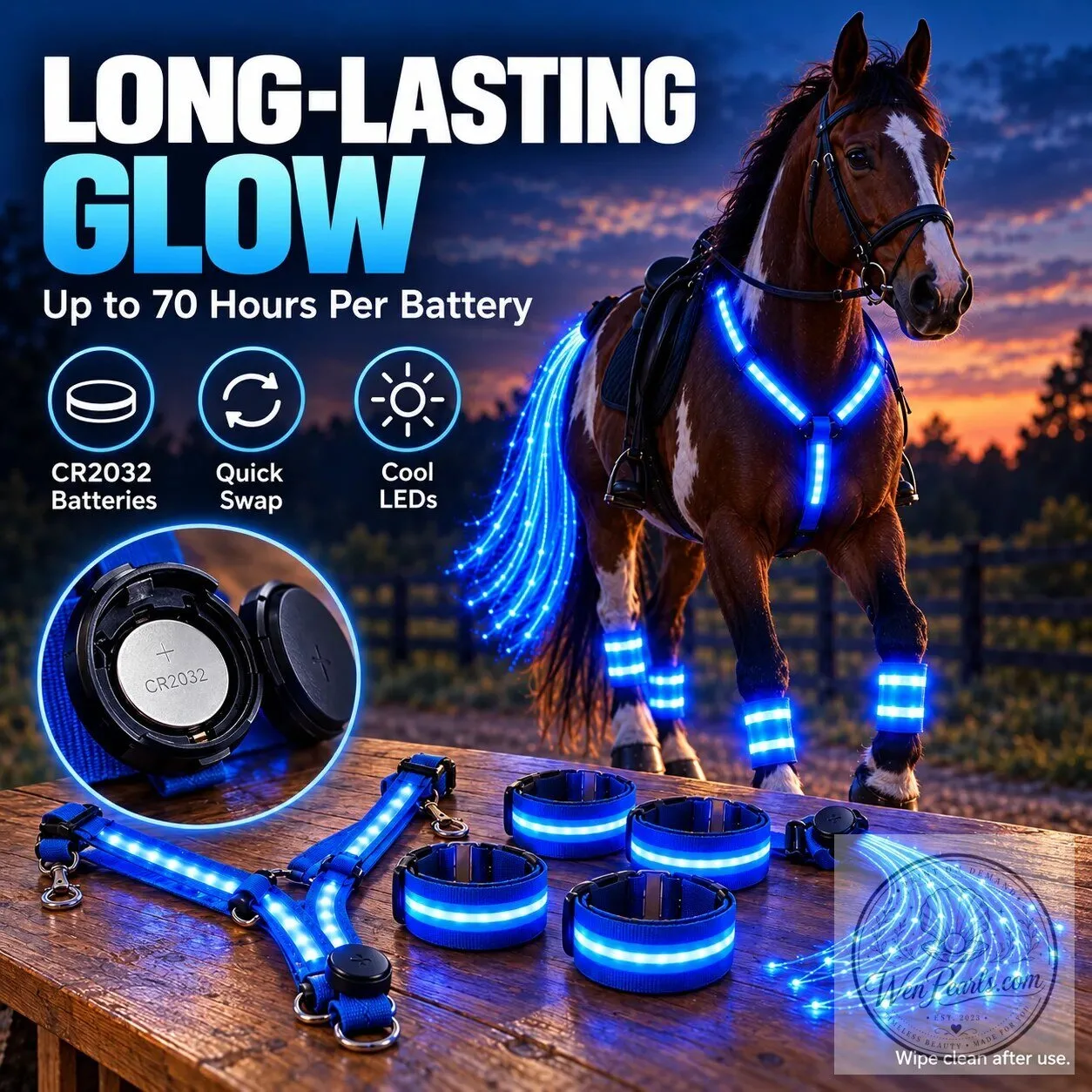 High-Visibility LED Horse Glow Kit for Night Riding with Adjustable Light Modes 17 High-Visibility LED Horse Glow Kit for Night Riding with Adjustable Light Modes
