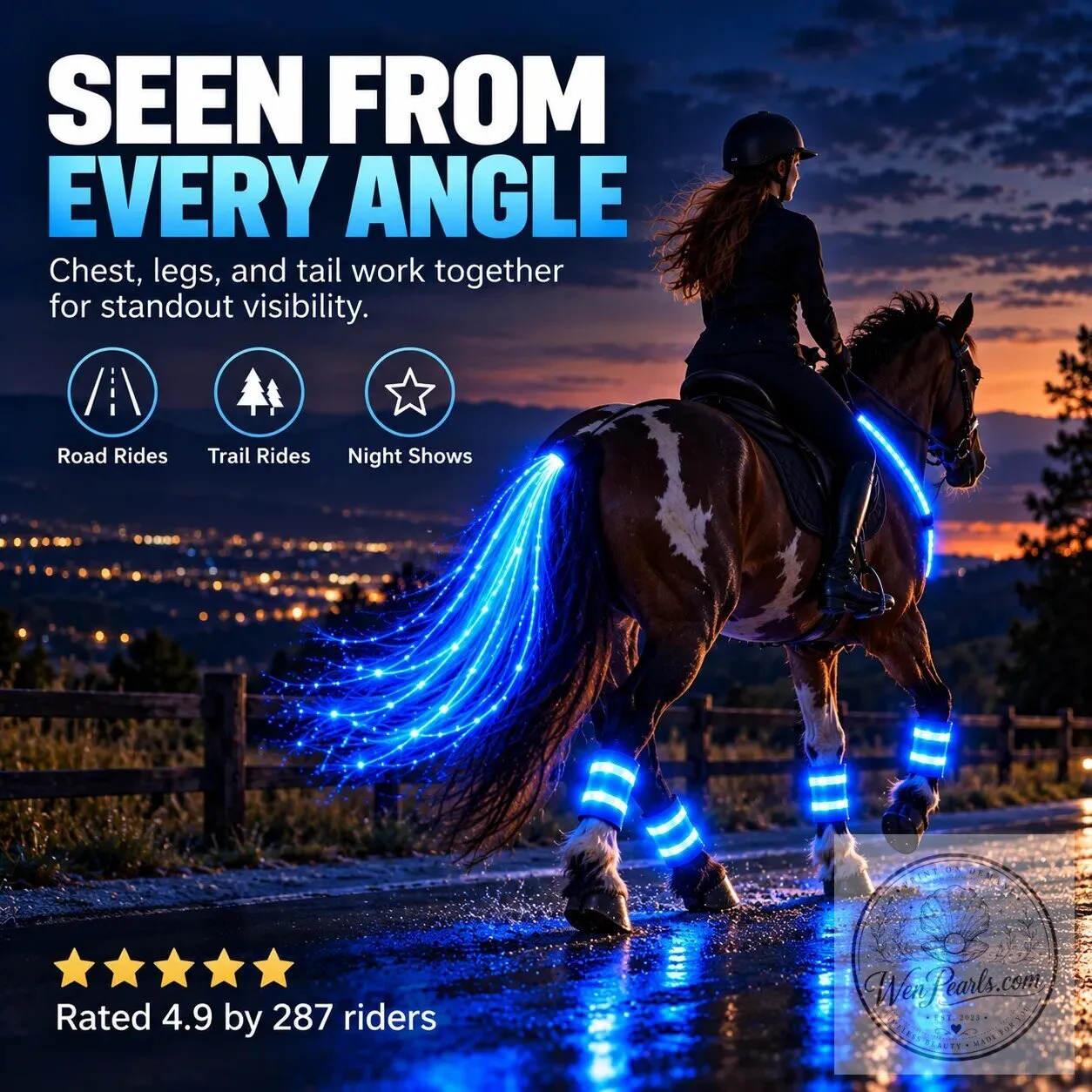 High-Visibility LED Horse Glow Kit for Night Riding with Adjustable Light Modes 18 High-Visibility LED Horse Glow Kit for Night Riding with Adjustable Light Modes