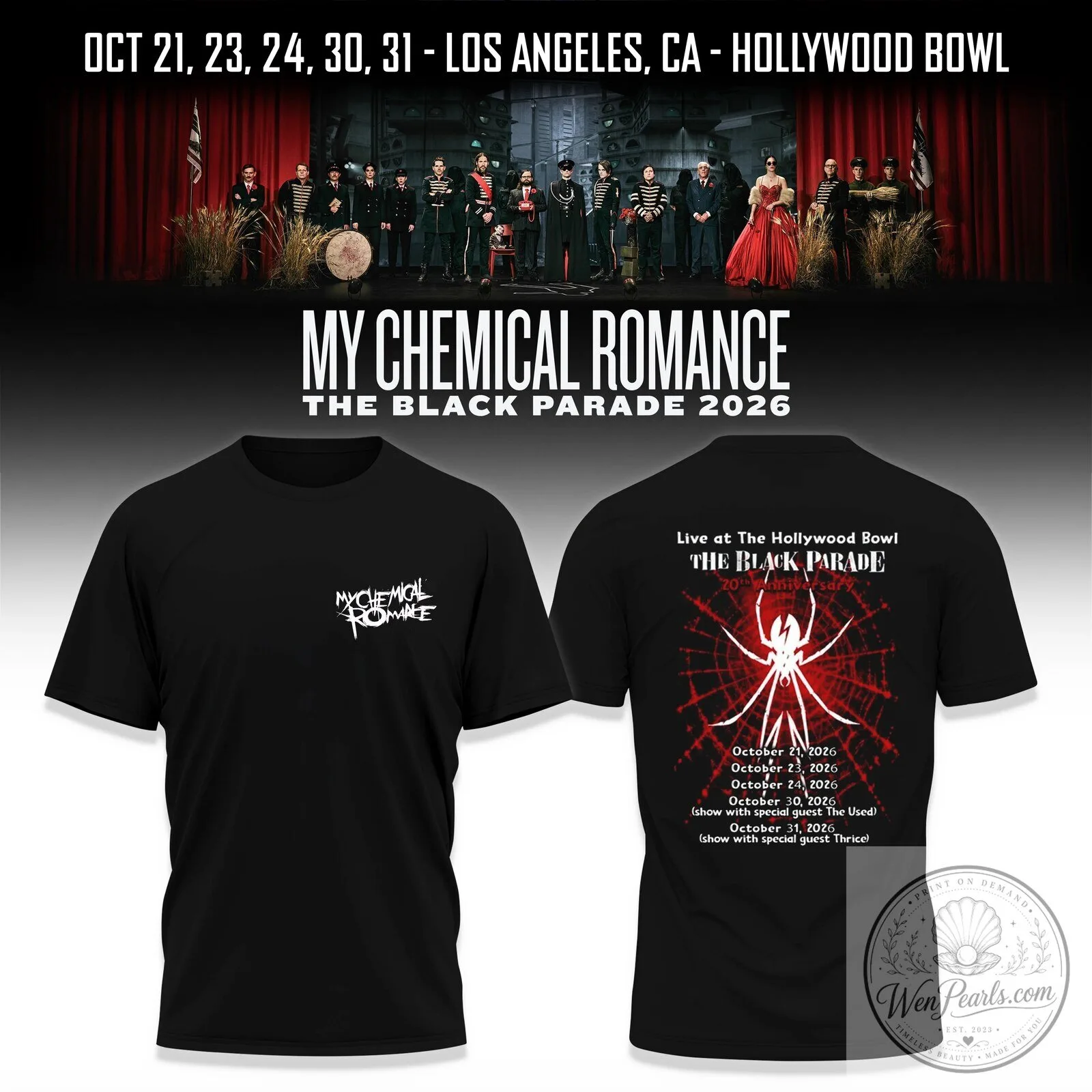 The Black Parade Concert T-Shirt 2026 by My Chemical Romance at Hollywood Bowl