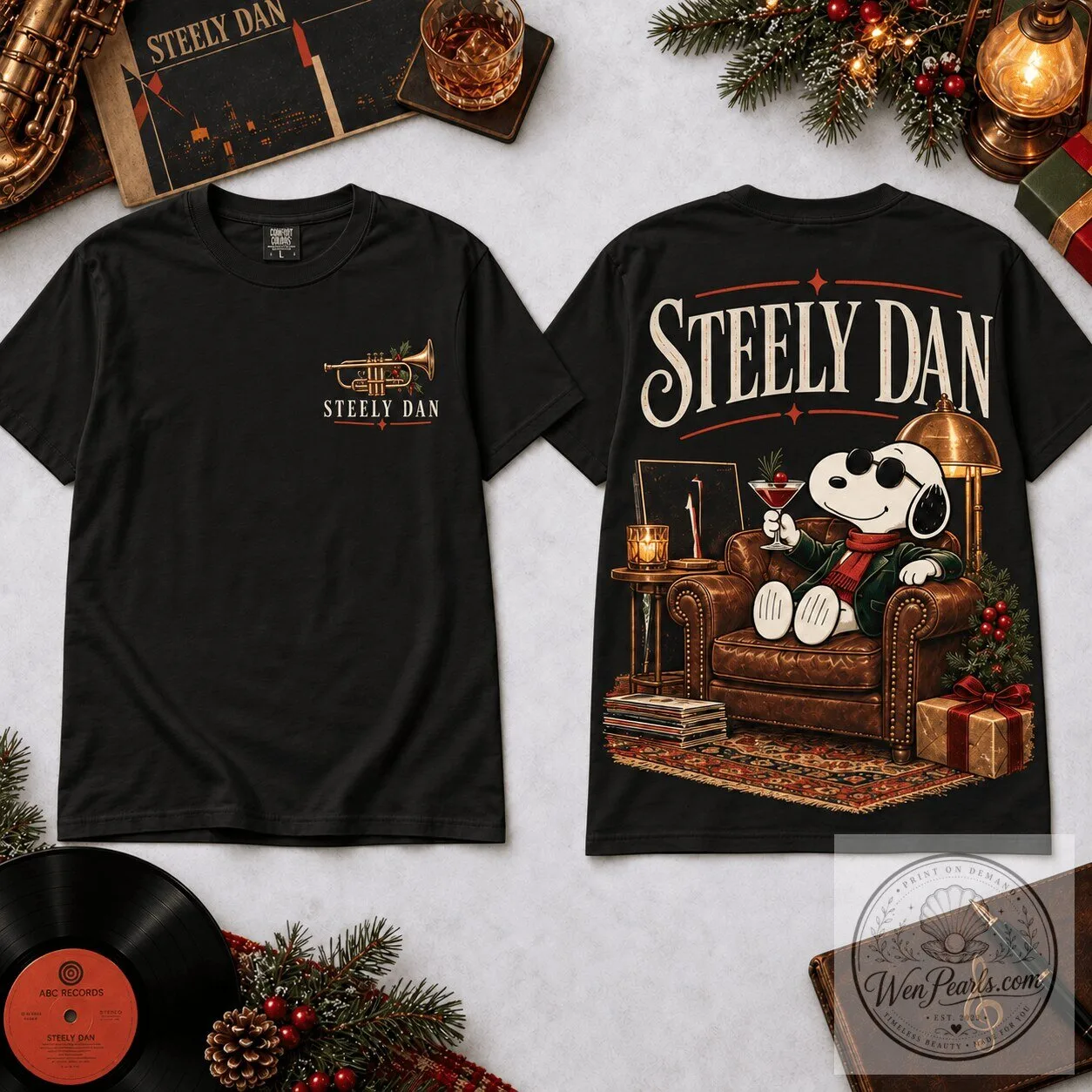 Steely Dan Snoopy Christmas Lounge Vintage Music Band Fan T-Shirt