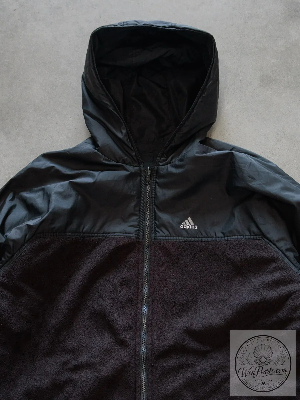 Vintage Black Adidas Reversible Fleece Hooded Jacket with White Stripes 15 Vintage Black Adidas Reversible Fleece Hooded Jacket with White Stripes