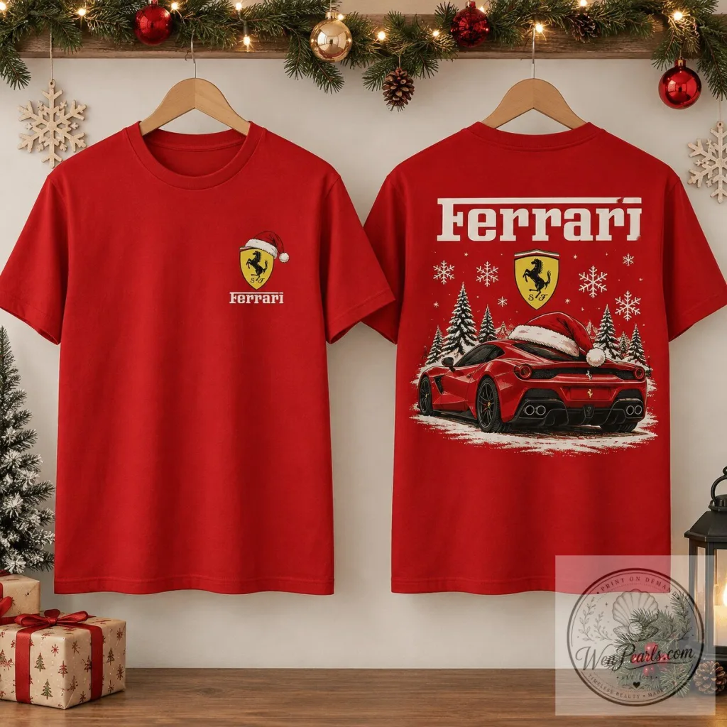 Ferrari Christmas Car Graphic T-Shirt Ferrari Christmas Car Graphic T-Shirt
