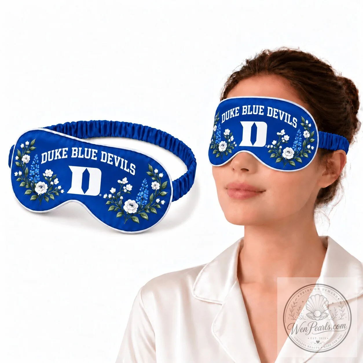Duke Blue Devils Floral Sleep Mask Eye Cover for Relaxation and Travel