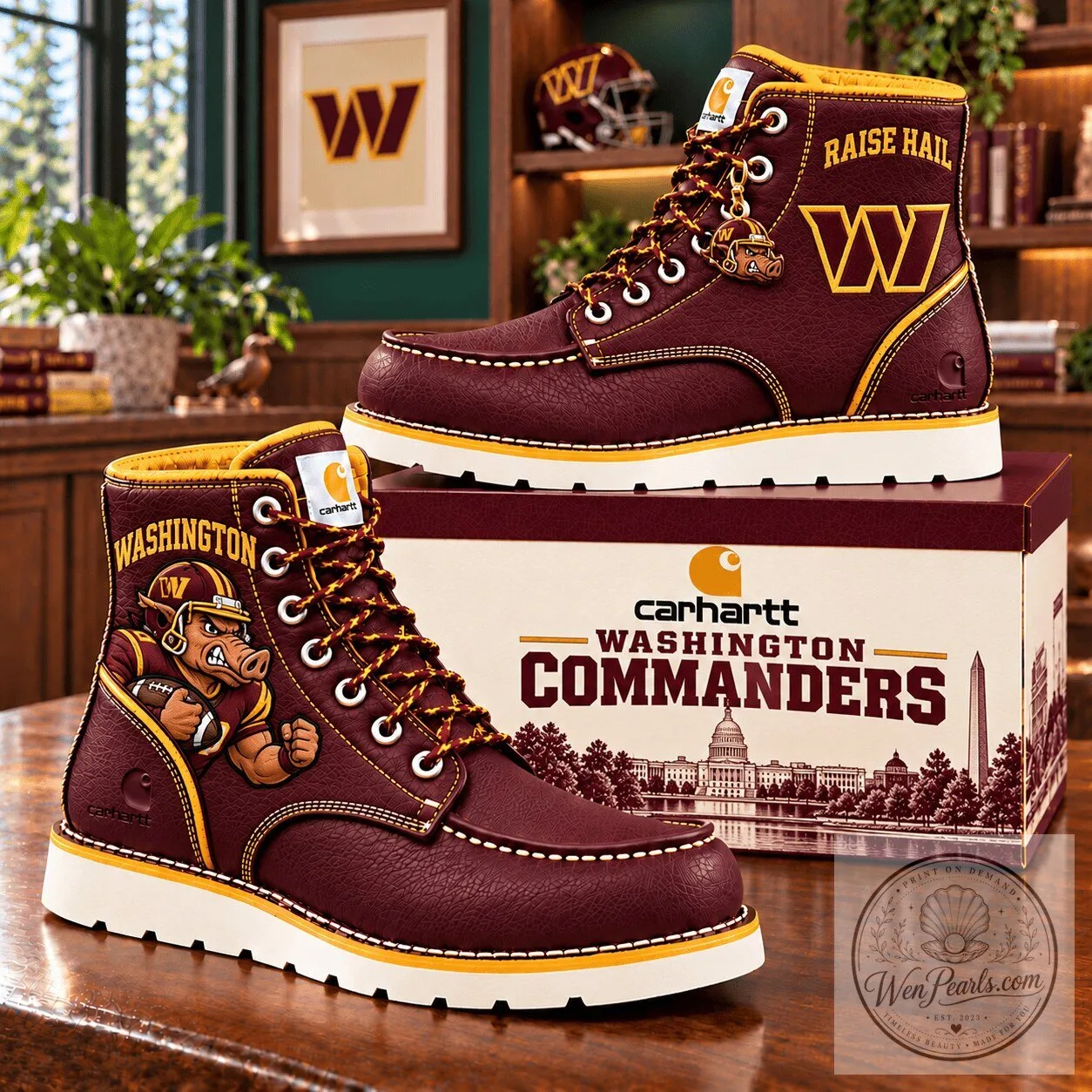 Washington Commanders Carhartt Pigskin Football Team Logo Boots 2 Washington Commanders Carhartt Pigskin Football Team Logo Boots