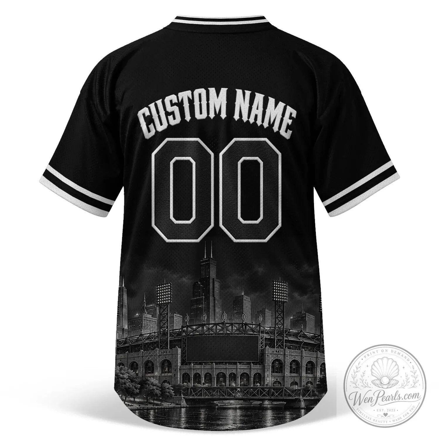 Chicago Baseball Team Gray Button-Up Jersey with Black Lettering 29 Chicago Baseball Team Gray Button-Up Jersey with Black Lettering